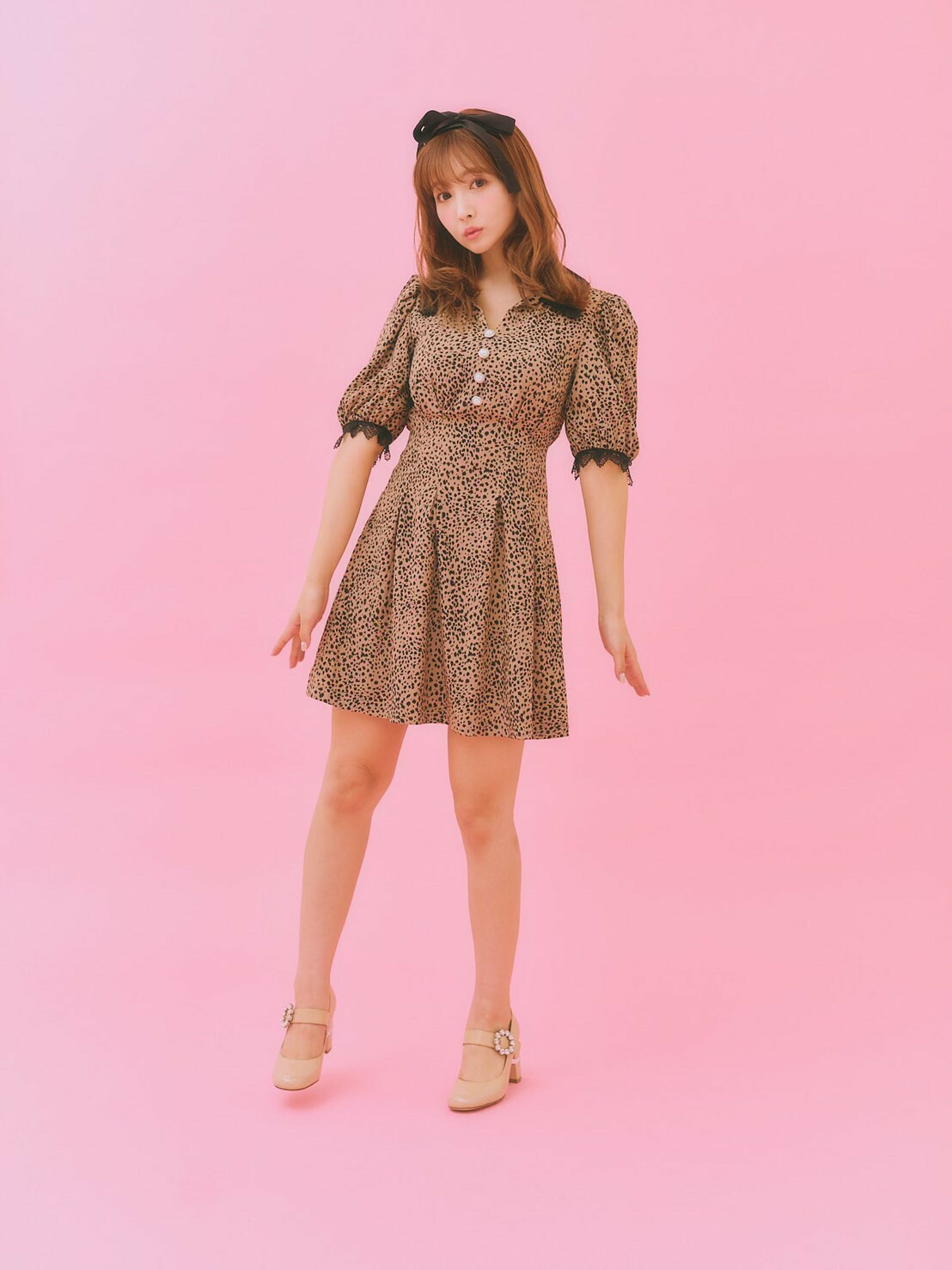 レオパードパフスリーブワンピース Yourshop