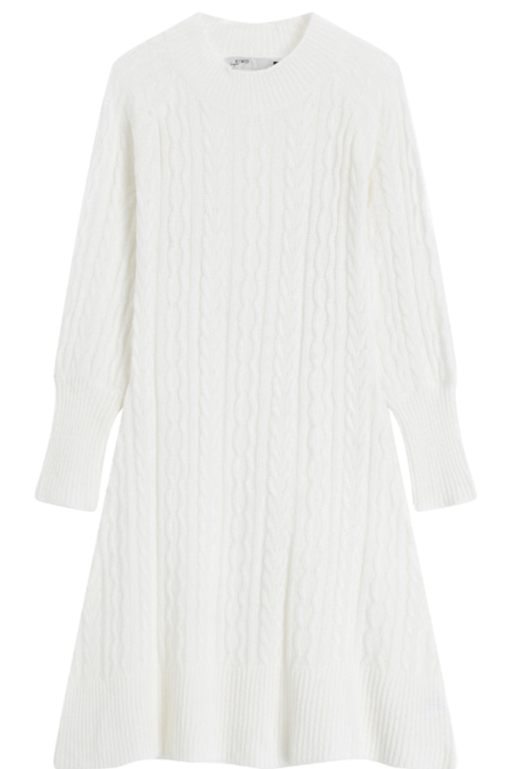 ハイネックホワイトニットワンピース インナーキャミソール付 0436 Amu