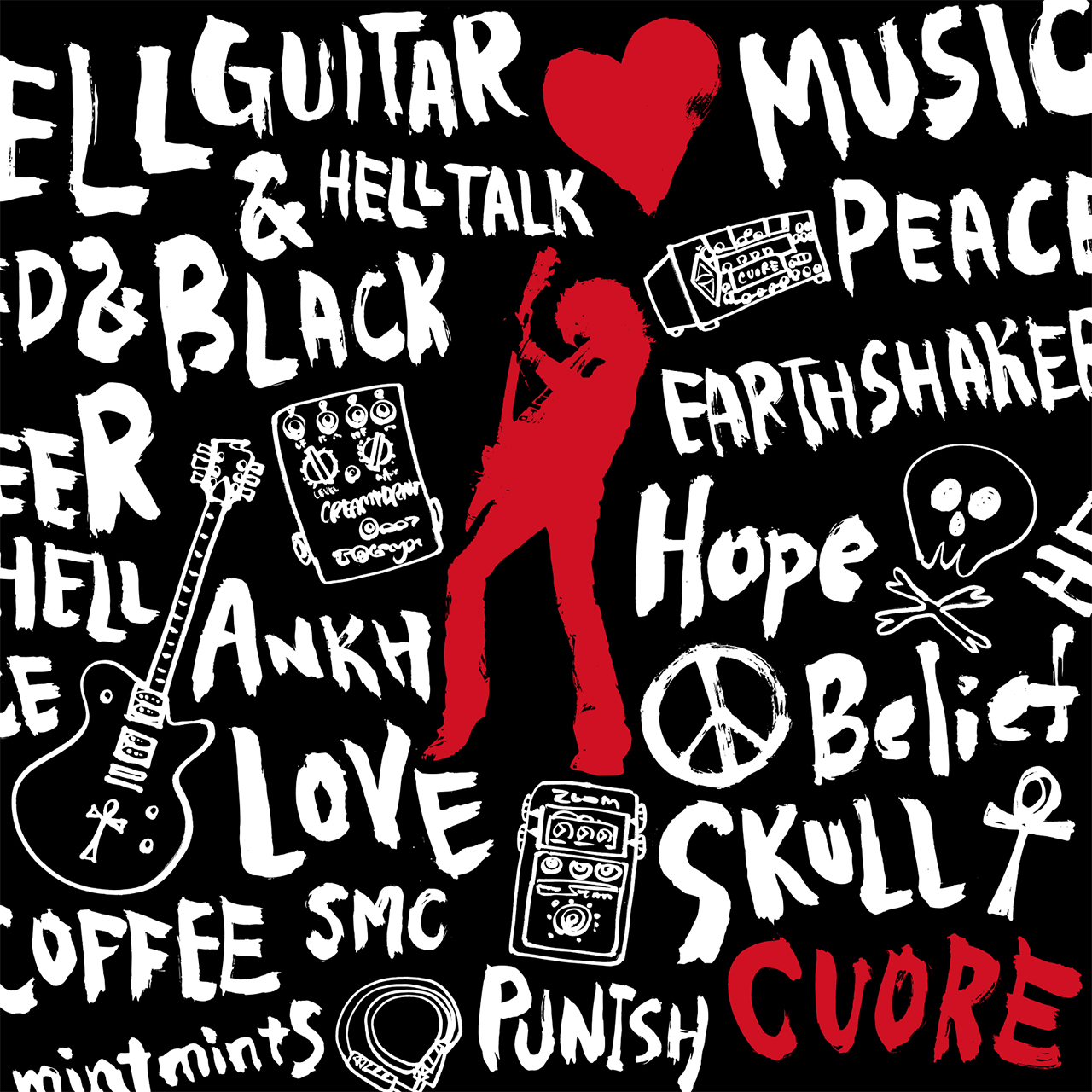Tシャツ:『Past,present and future』+CUOREサイン入ステッカーset - 画像2
