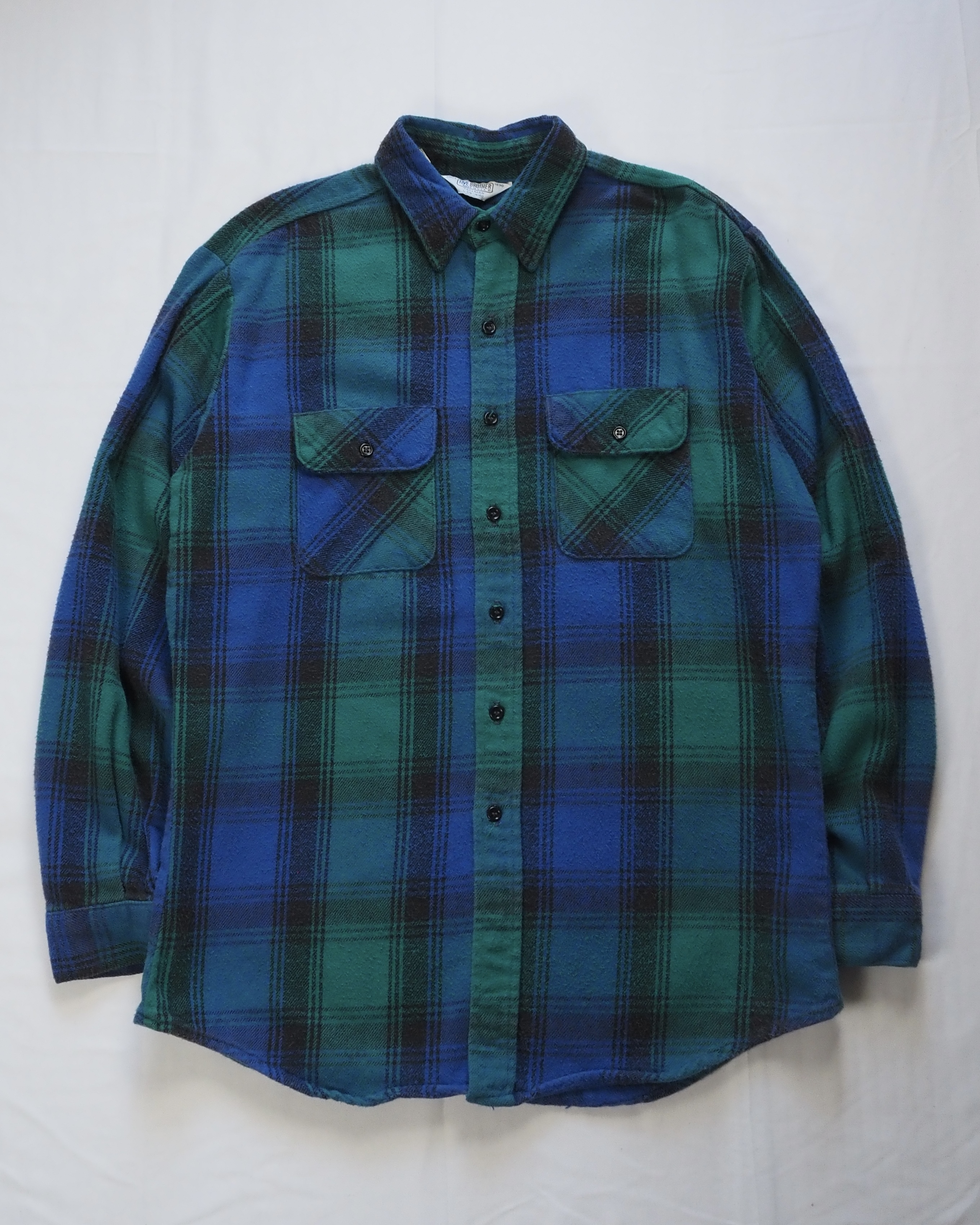 80’s Fivebrother ヘヴィフランネルシャツ Lサイズ ブルー×グリーン