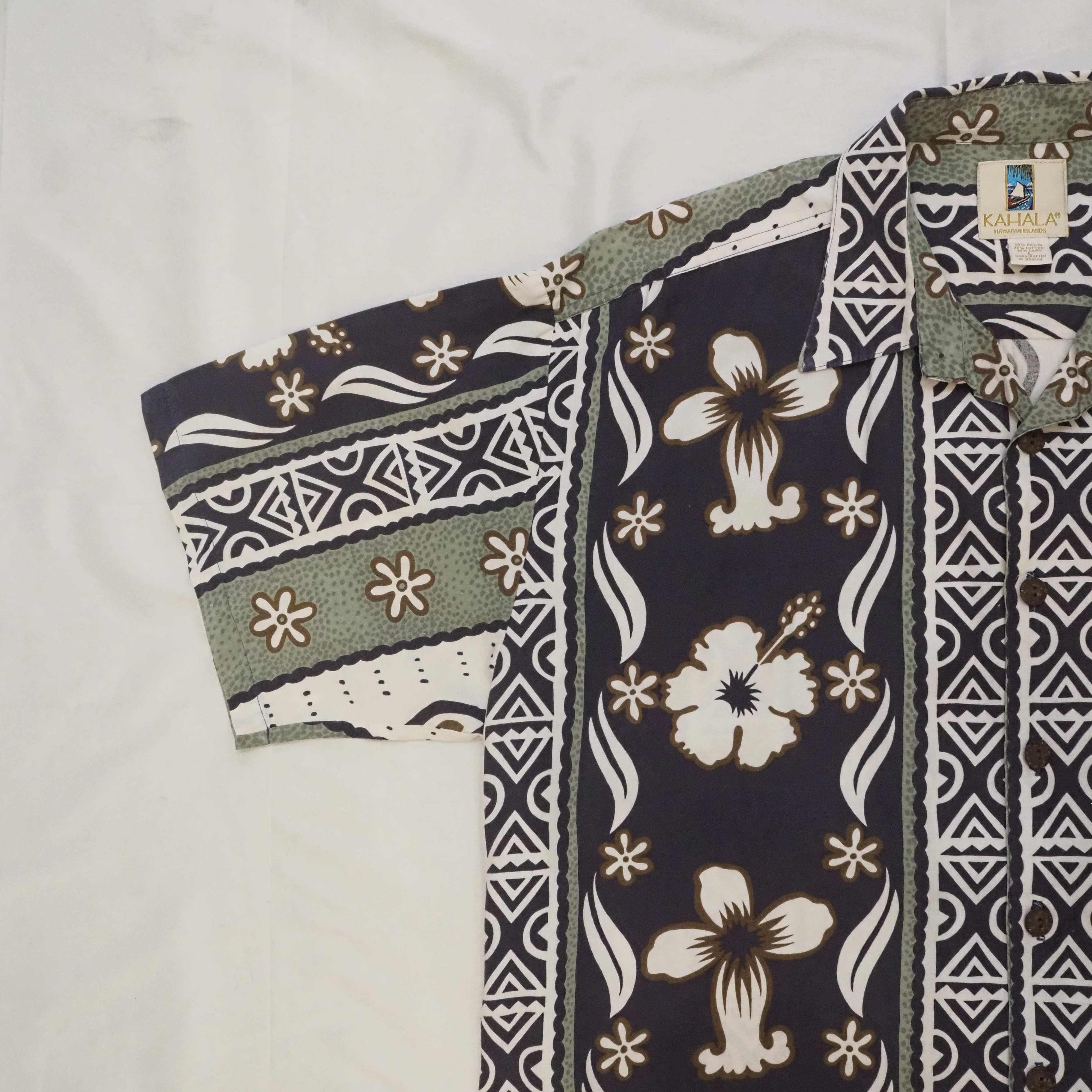 90’s Hawaiian Shirt Size L "Cotton Linen” の画像 2