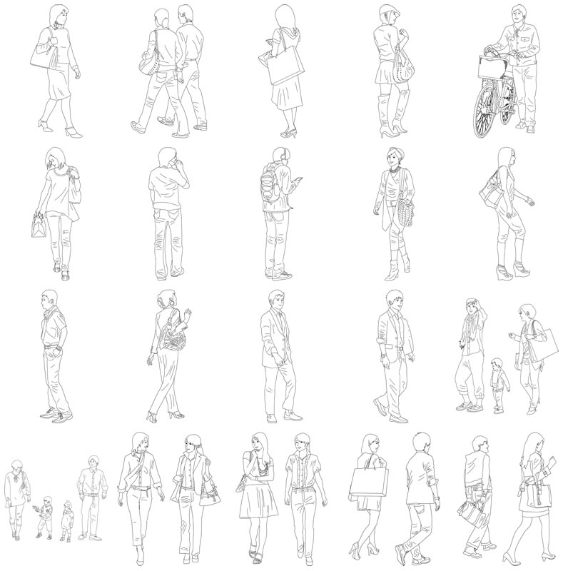 人物線画SketchUp素材 4up_line01_20_1 - 画像4
