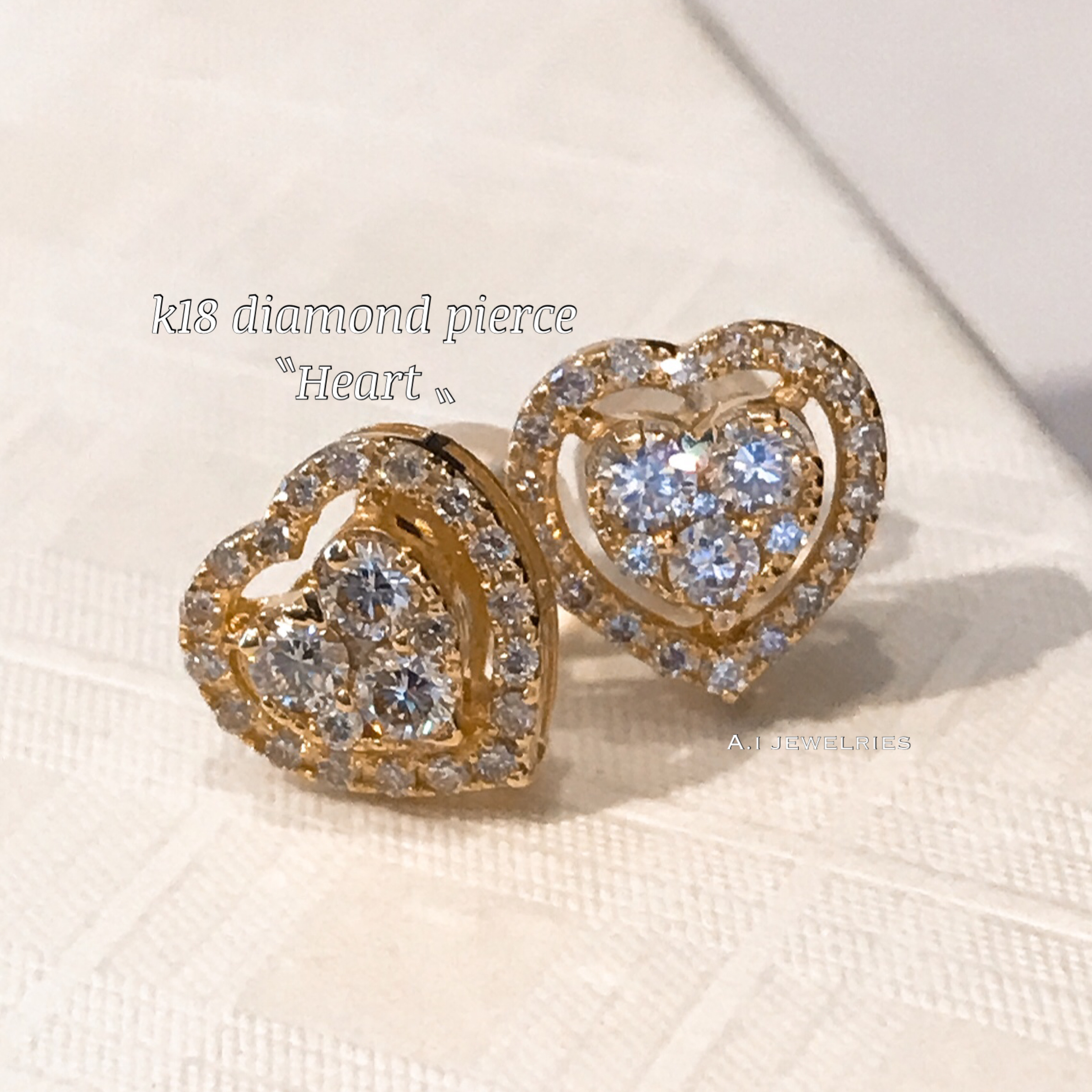 ピアス 18金 ダイヤ K18 天然石 ダイヤモンド ピアス ハート K18 Diamond Heart Pierce A I Jewelries エイアイジュエリーズ ピアス 18金 ダイヤ K18 天然石 ダイヤモンド ピアス ハート K18 Diamond Heart Pierce A I Jewelries エイアイジュエリーズ