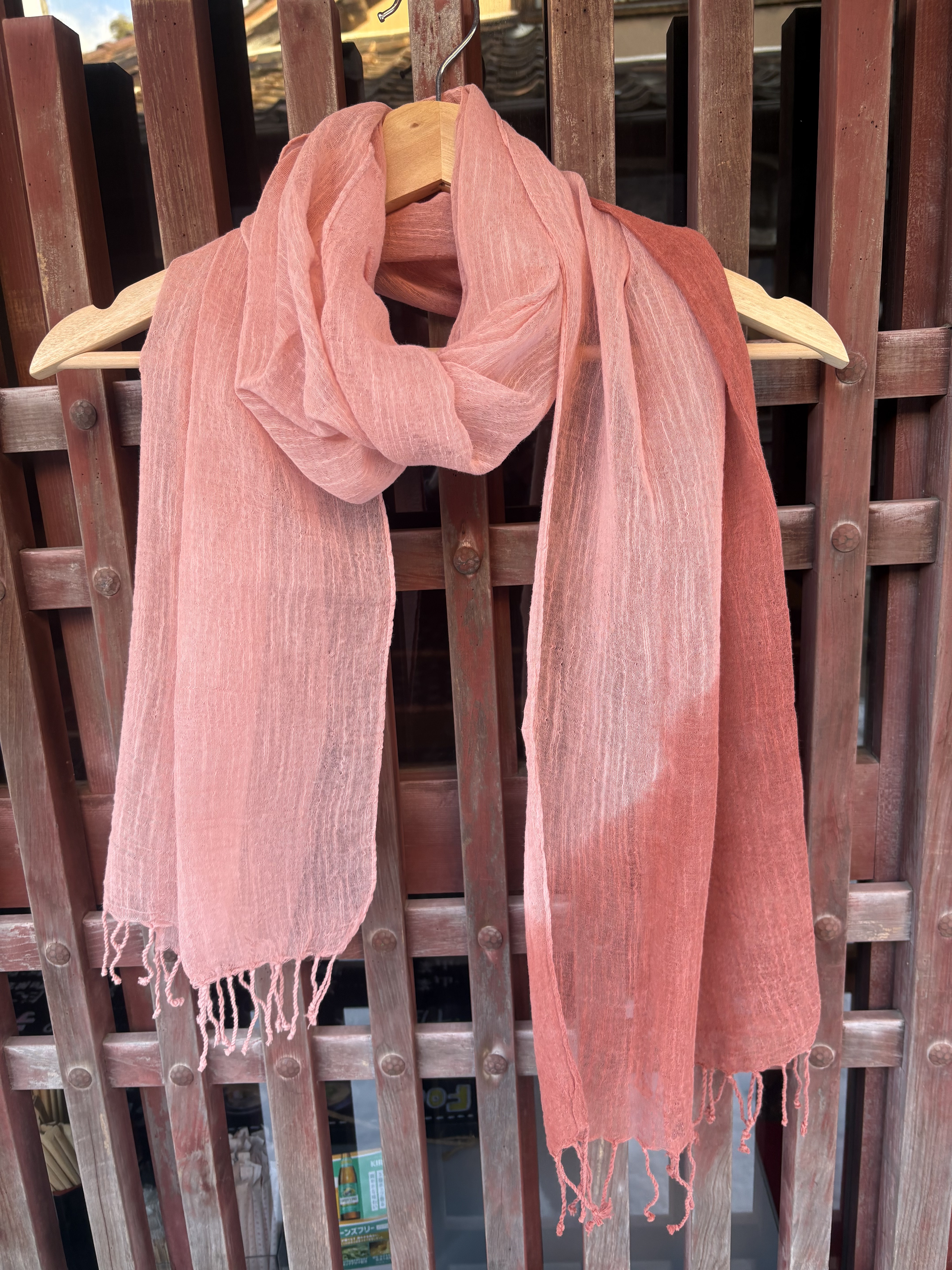 ベンガラ染めストール コットンシルク
