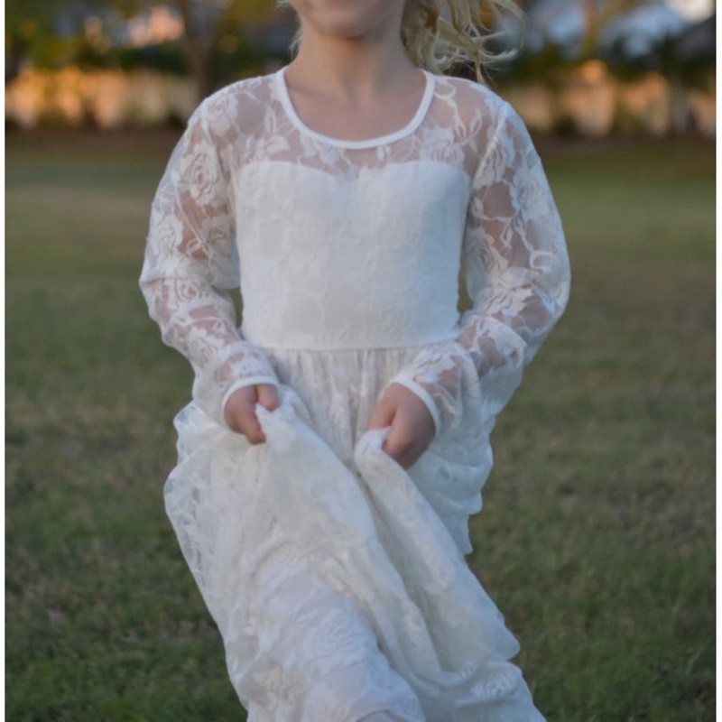子供服 ワンピース 女の子 キッズ ベビー ドレス マキシ丈 花 プリンセス ベージュ ブルー ホワイトコットン ポリエステル レース 90 150cm R41 海外子供服専門通販サイト リーファ