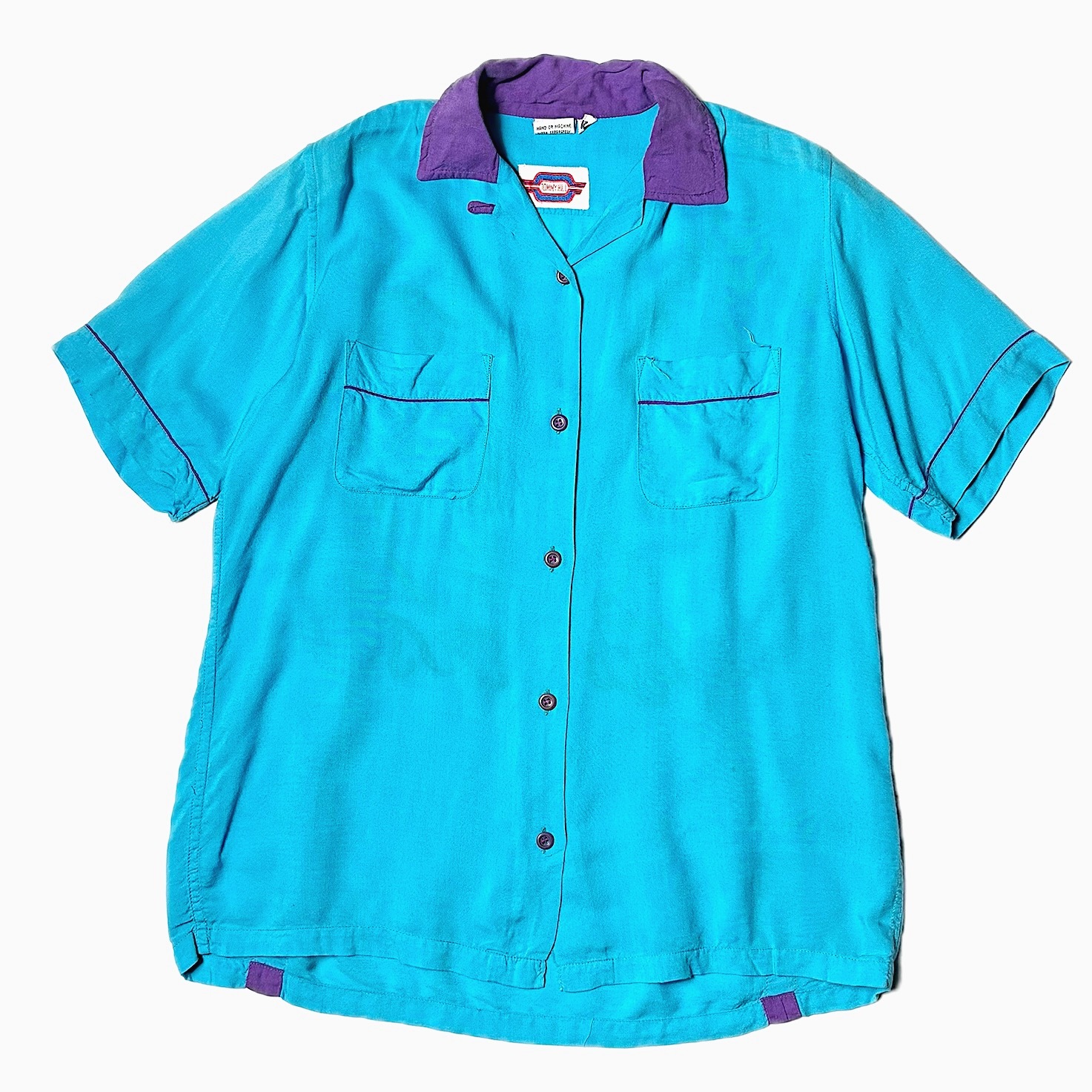 Vintage 80〜90's【TOMMY HILL】"Texas Rangers" Rayon Bowling Shirt の画像 2