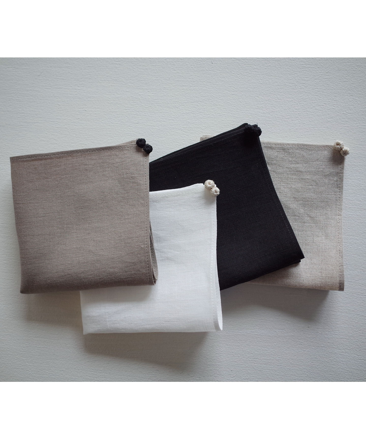 フレンチリネンのハンカチ ニットモチーフ Hc002 And Wool