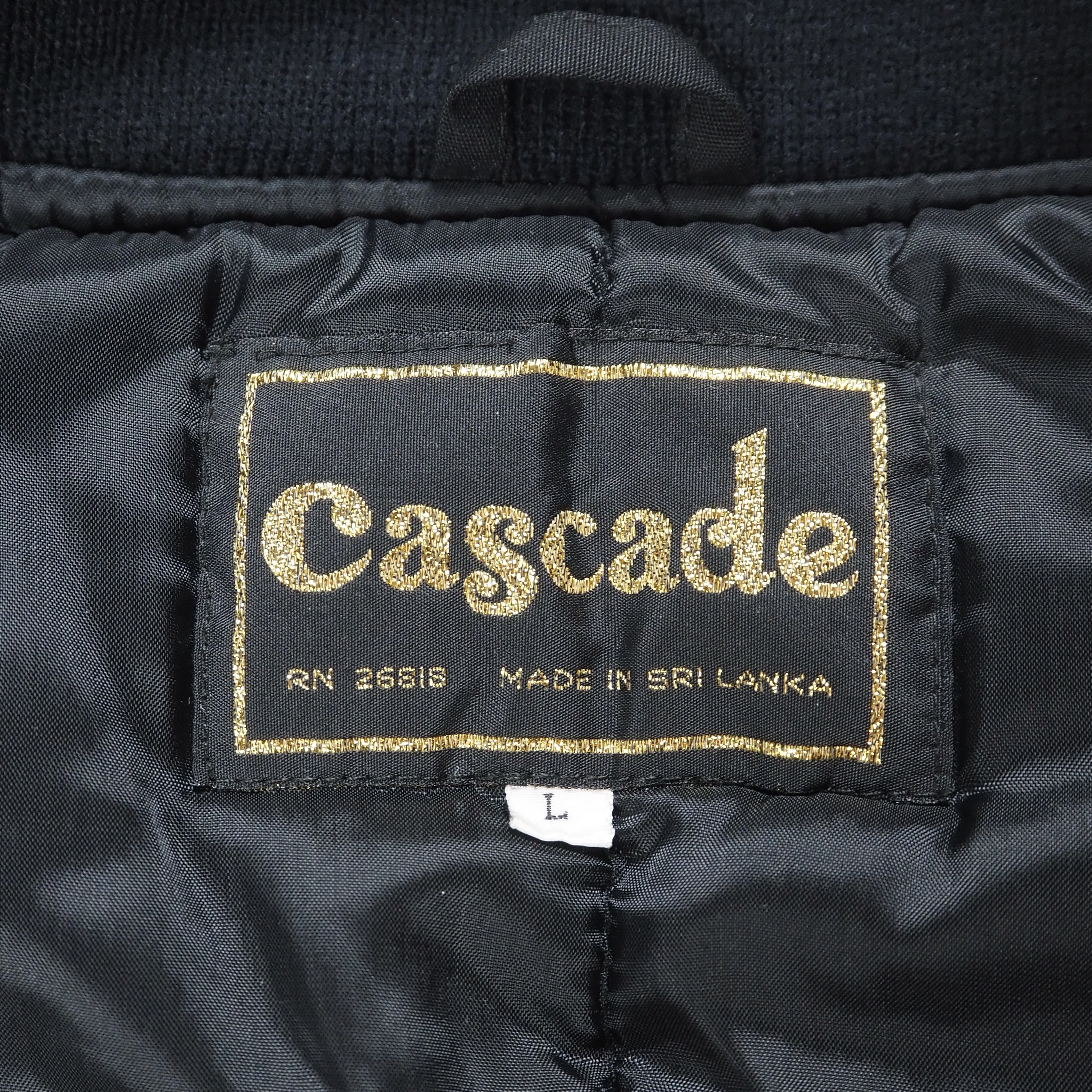 80’s-90’s Cascade ダービータイプ ジャケット ブラック Lサイズ 中綿入り の画像 12