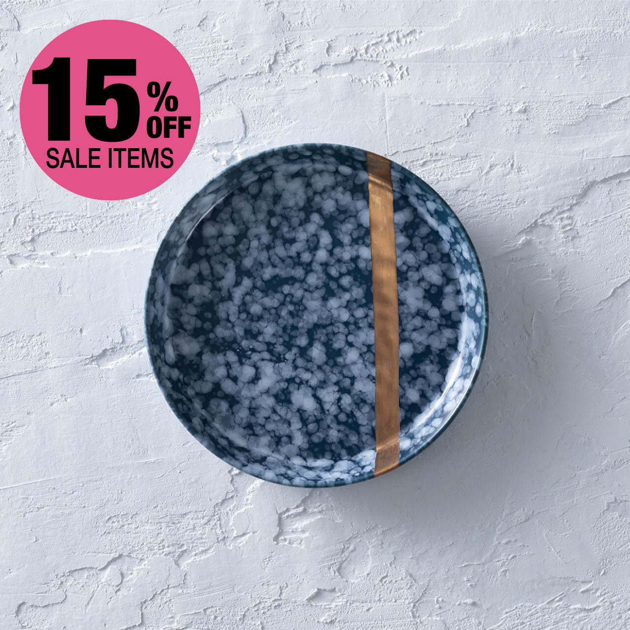 【UnCオリジナル／KINTSUGI風シリーズ】有田焼 16cm紺バブル×金帯サムネイル画像