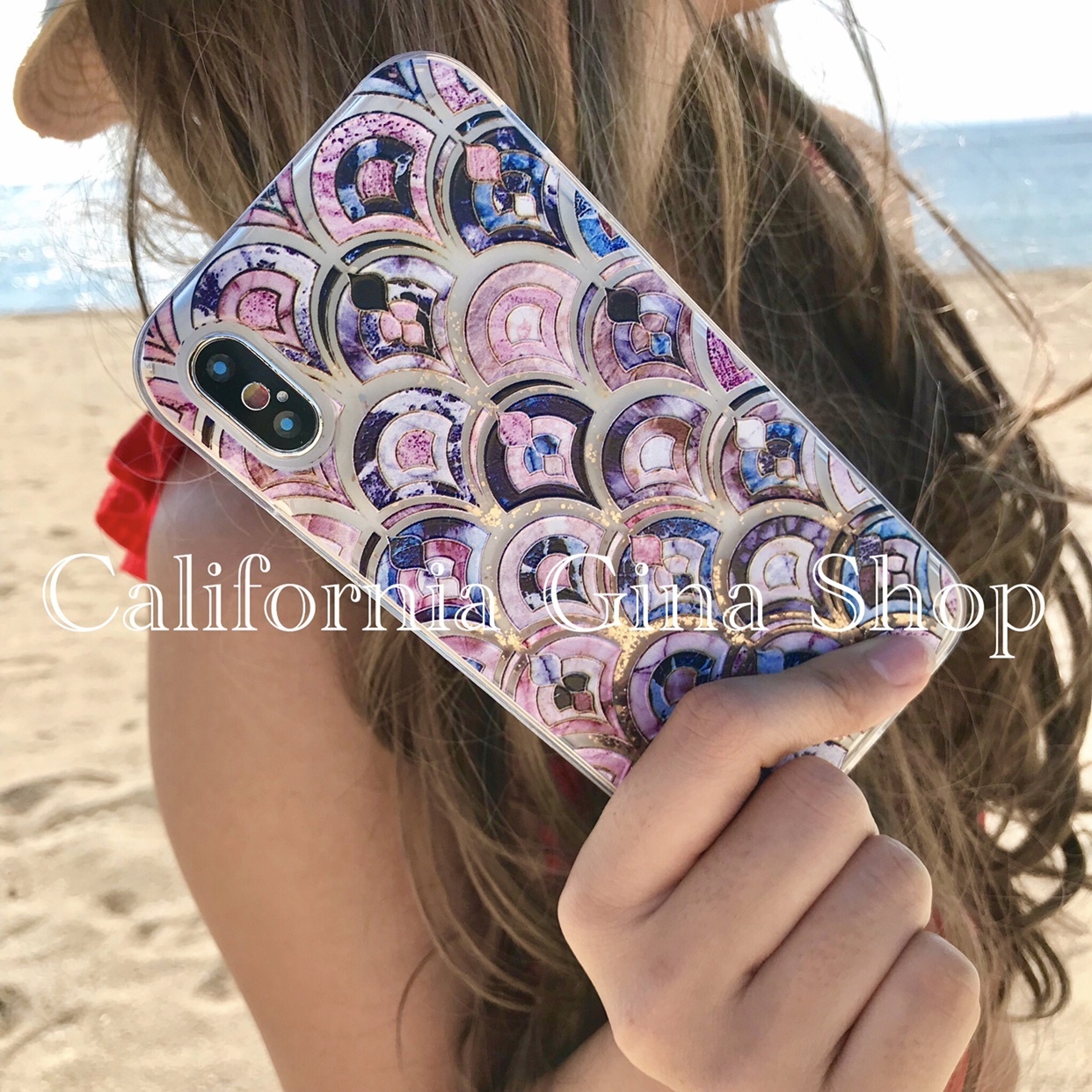 大特価sale 即納 貝殻シェル 流動ラメiphoneケース 夏スタイル 可愛い Gina California Shop