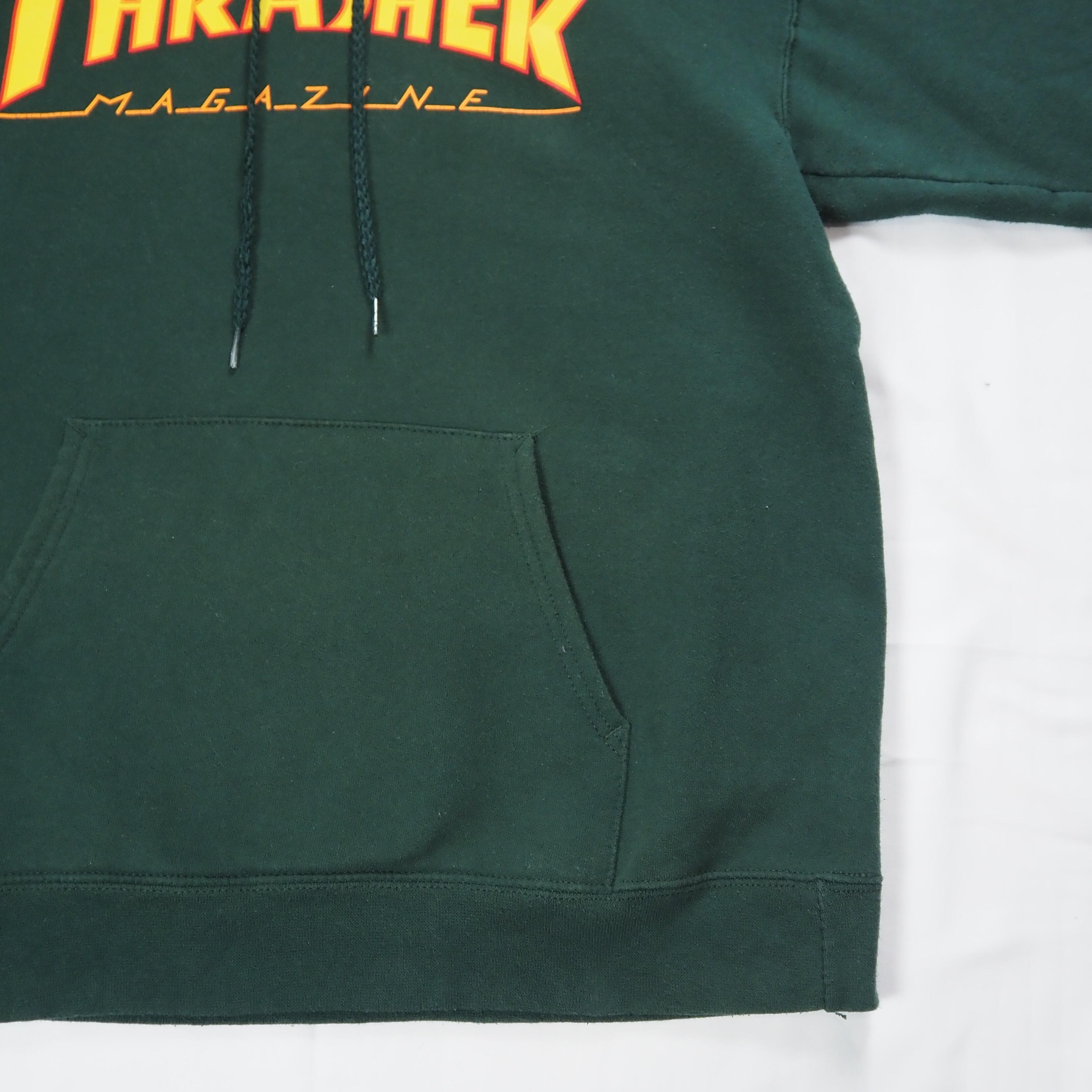 00's Thrasher フーディ フレイムロゴ グリーン Sサイズ の画像 7