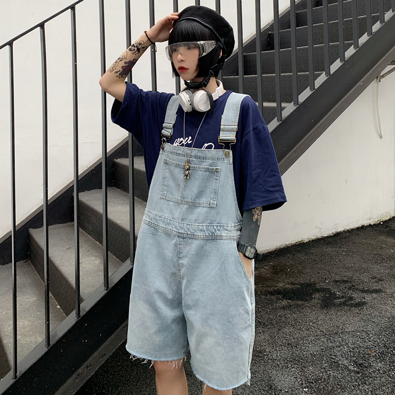 レトロなショート丈デニムオーバーオール 韓国ファッション通販 Nosweat