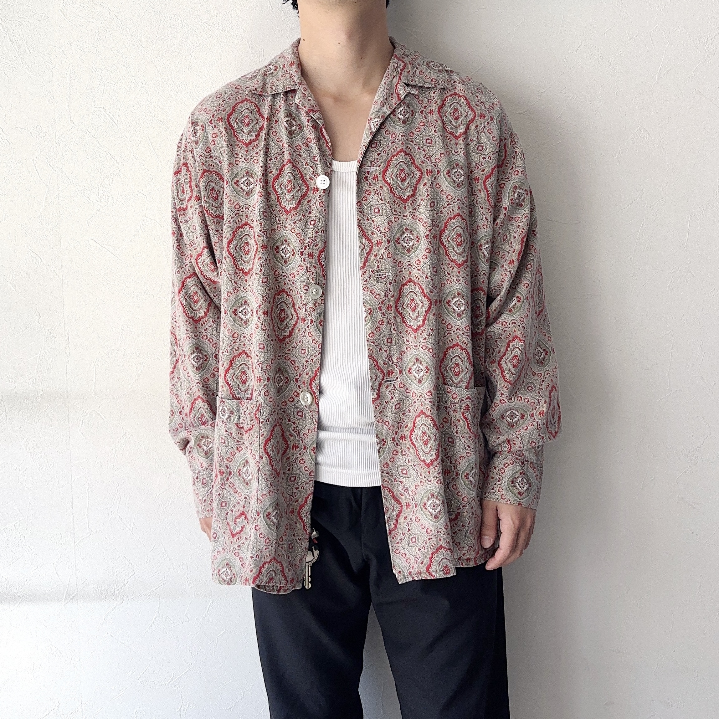 Vintage 50's【CLUB LOUNGE by WELDON】Patterned Pajama Shirt の画像 3