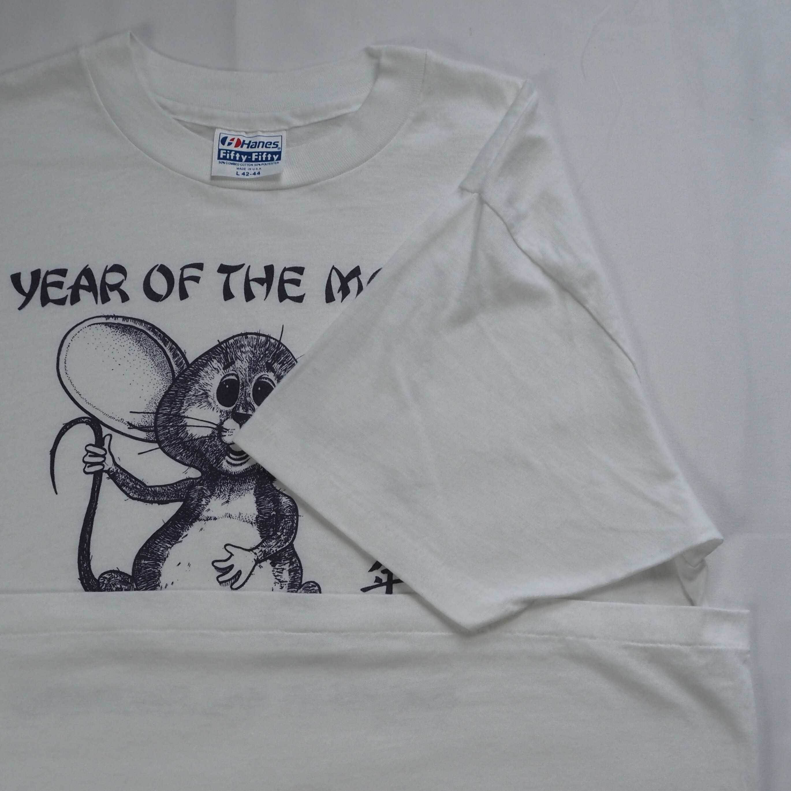80's Hanes 鼠年Tシャツ Lサイズ ホワイト の画像 12