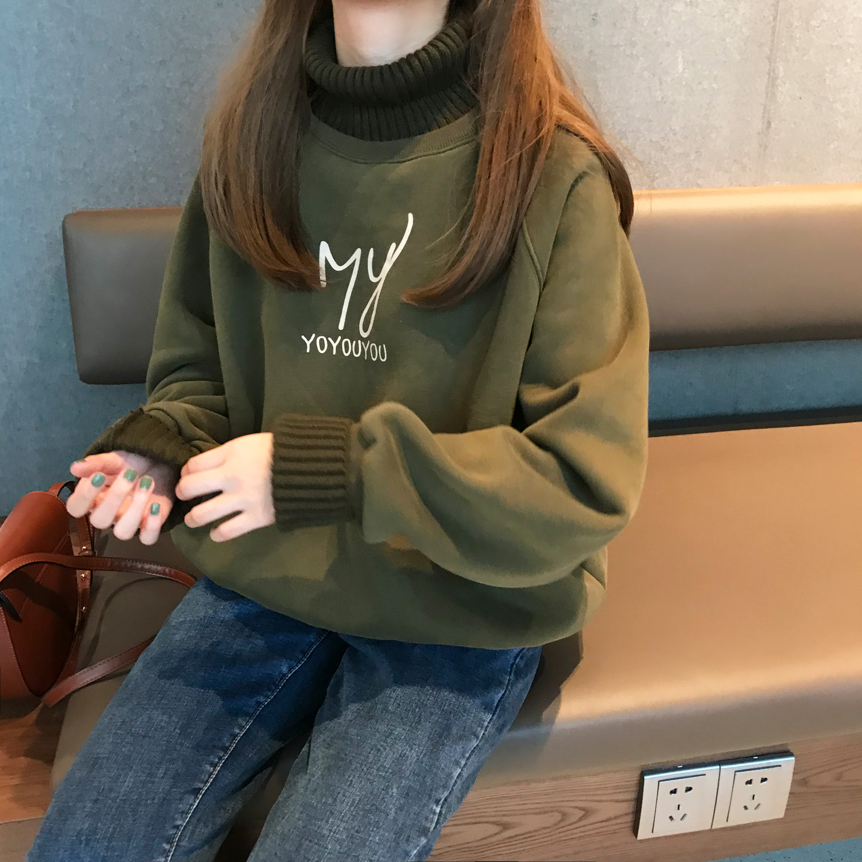 ハイネック トップス 韓国ファッション オルチャン タートルネック スエット かわいい 255 Sweetly