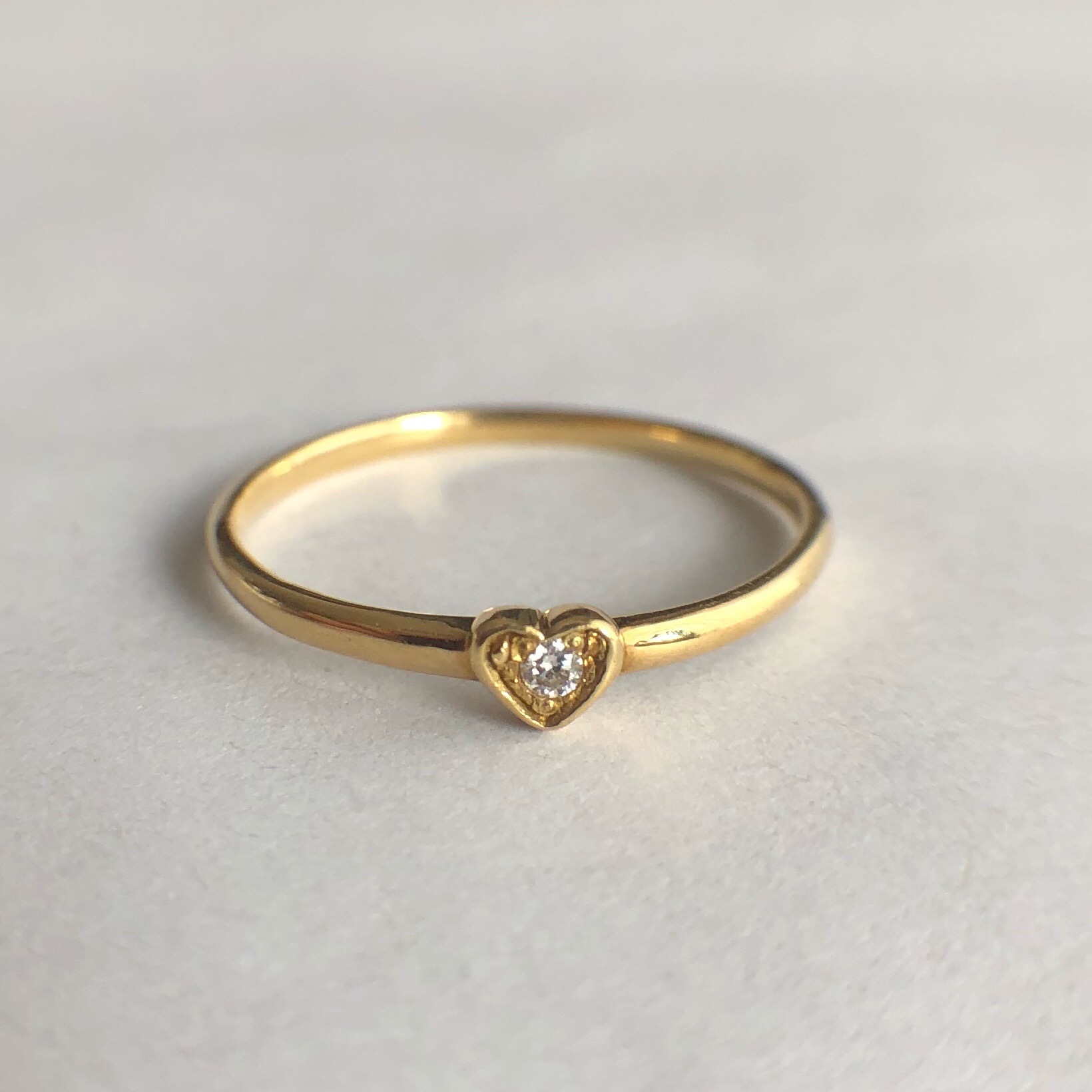 ハートモチーフ ダイヤモンド ピンキーリング 0 015ct K18イエローゴールド チェカ 鑑別書付 Cheka ハートモチーフ ダイヤモンド ピンキーリング 0 015ct K18イエローゴールド チェカ 鑑別書付 Cheka