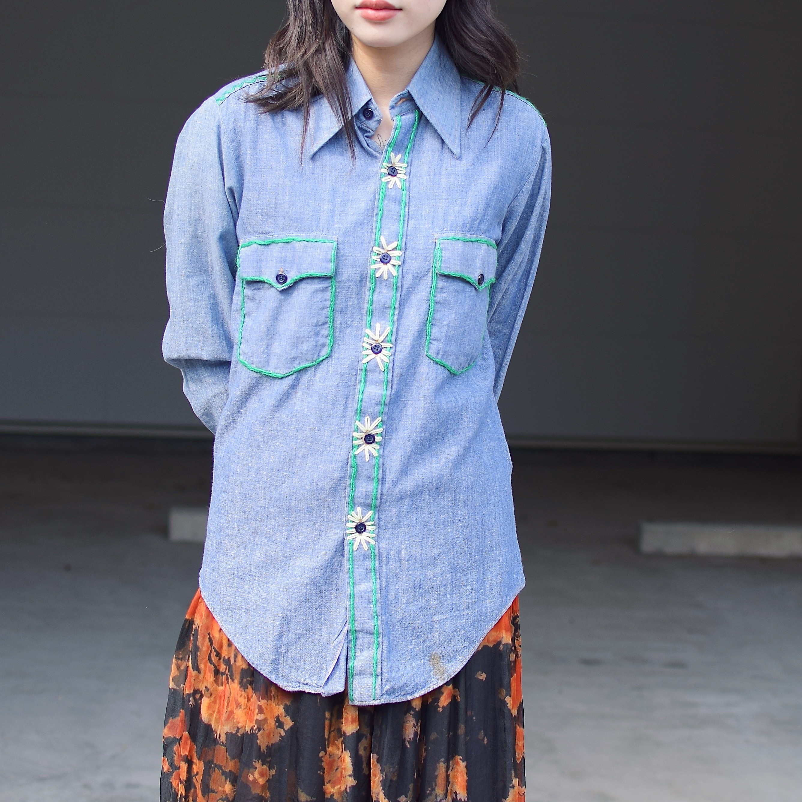 Vintage 70's【Lazy-H】"HIS TOO" Chambray Shirt の画像 3