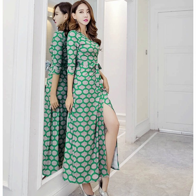 リゾート カクシュール ワンピース ロング マキシ丈 Vネック 5分袖 ハワイ 沖縄 グアム 10代 代 30代 40代 50代 リゾート 韓国の可愛いレディースアパレルのセレクトショップ Kilalion キラリオン