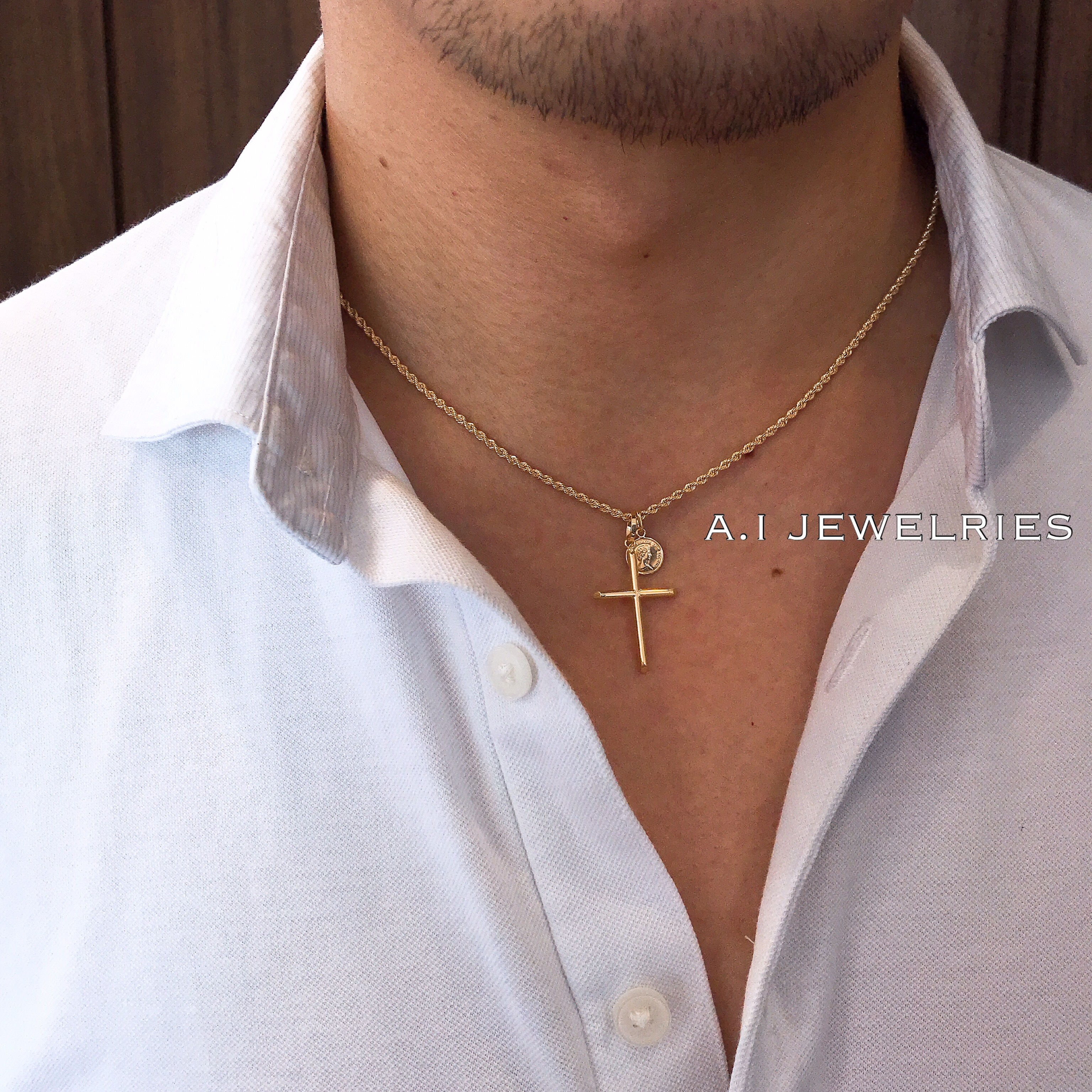 ネックレス メンズ 18金 クロス ロープ コイン ダブル ペンダント 新品 K18 Rope Cross Coin Necklace A I Jewelries エイアイジュエリーズ ネックレス メンズ 18金 クロス ロープ コイン ダブル ペンダント 新品 K18 Rope Cross Coin Necklace A I Jewelries エイアイジュエリーズ