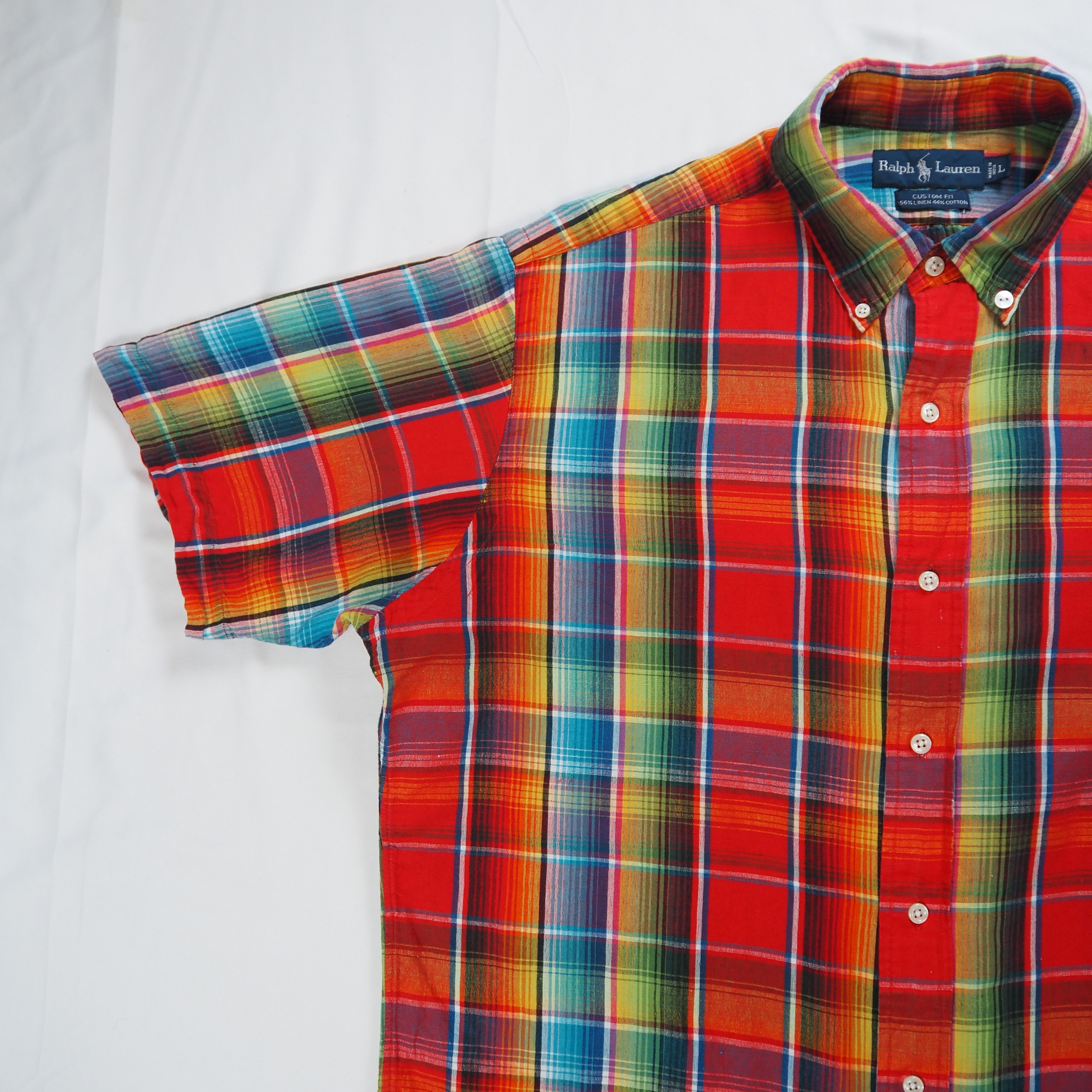 90's Ralph Lauren リネンコットンシャツ 半袖 Lサイズ の画像 5