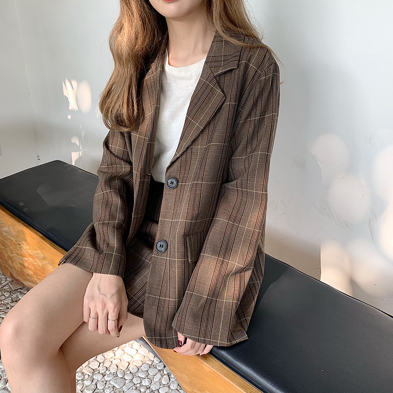 レディース セットアップ チェック柄 ミニスカート ジャケット 大人可愛い 秋冬 長袖 カジュアル 通学 デート お出かけ Seashore