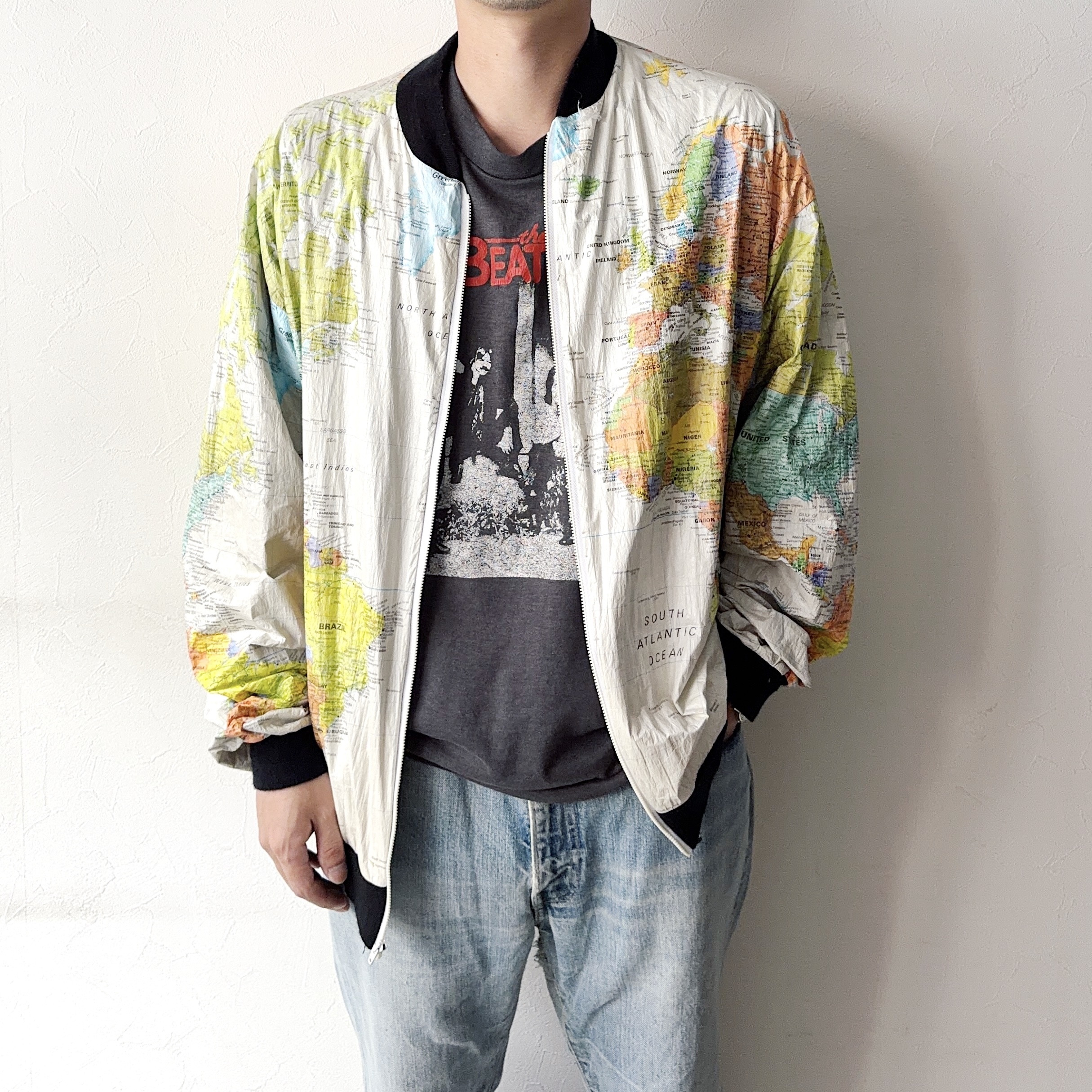 Vintage 80〜90's【WEARIN' THE WORLD】"World Map" Paper Jacket の画像 3