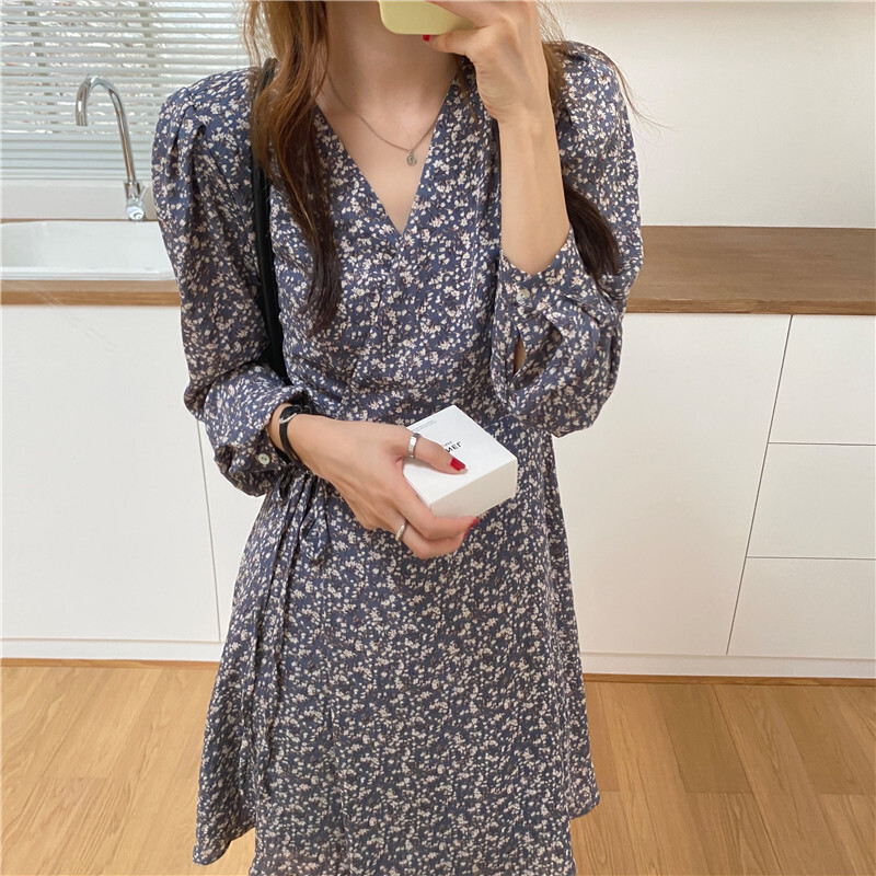 送料無料 パフスリーブフラワーワンピース W 韓国レディースファッション通販 Whidy