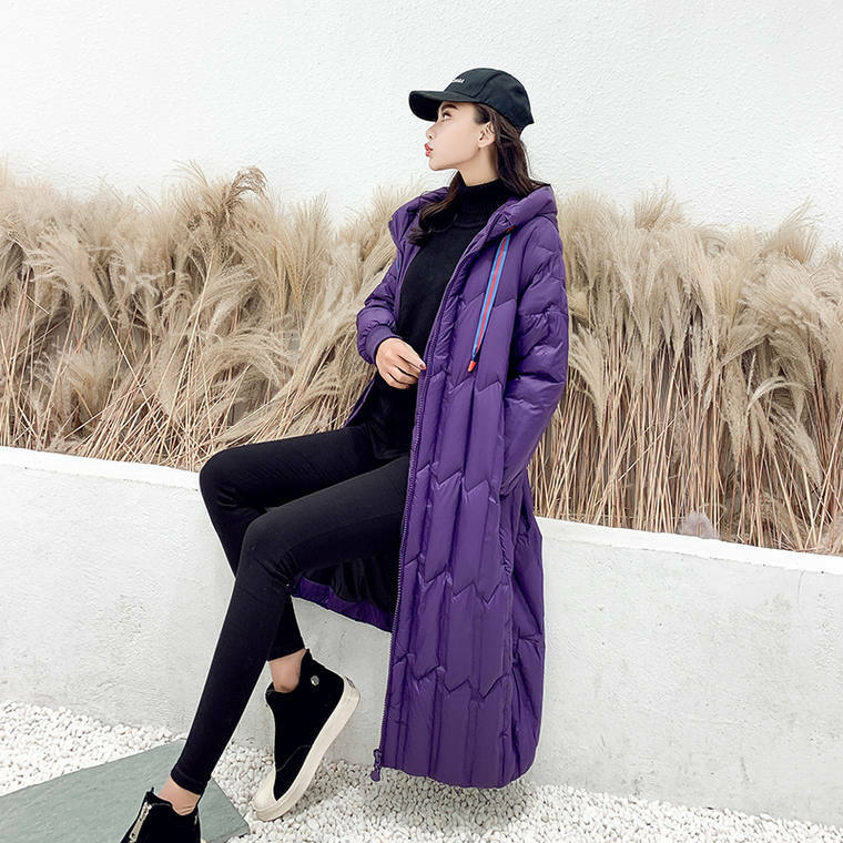 送料無料 アウター ダウンジャケット 中綿 ダウン ロング丈 クール かっこいい 防寒 冬 フード付き キルティング ゆったり 体型カバー Eine Katze