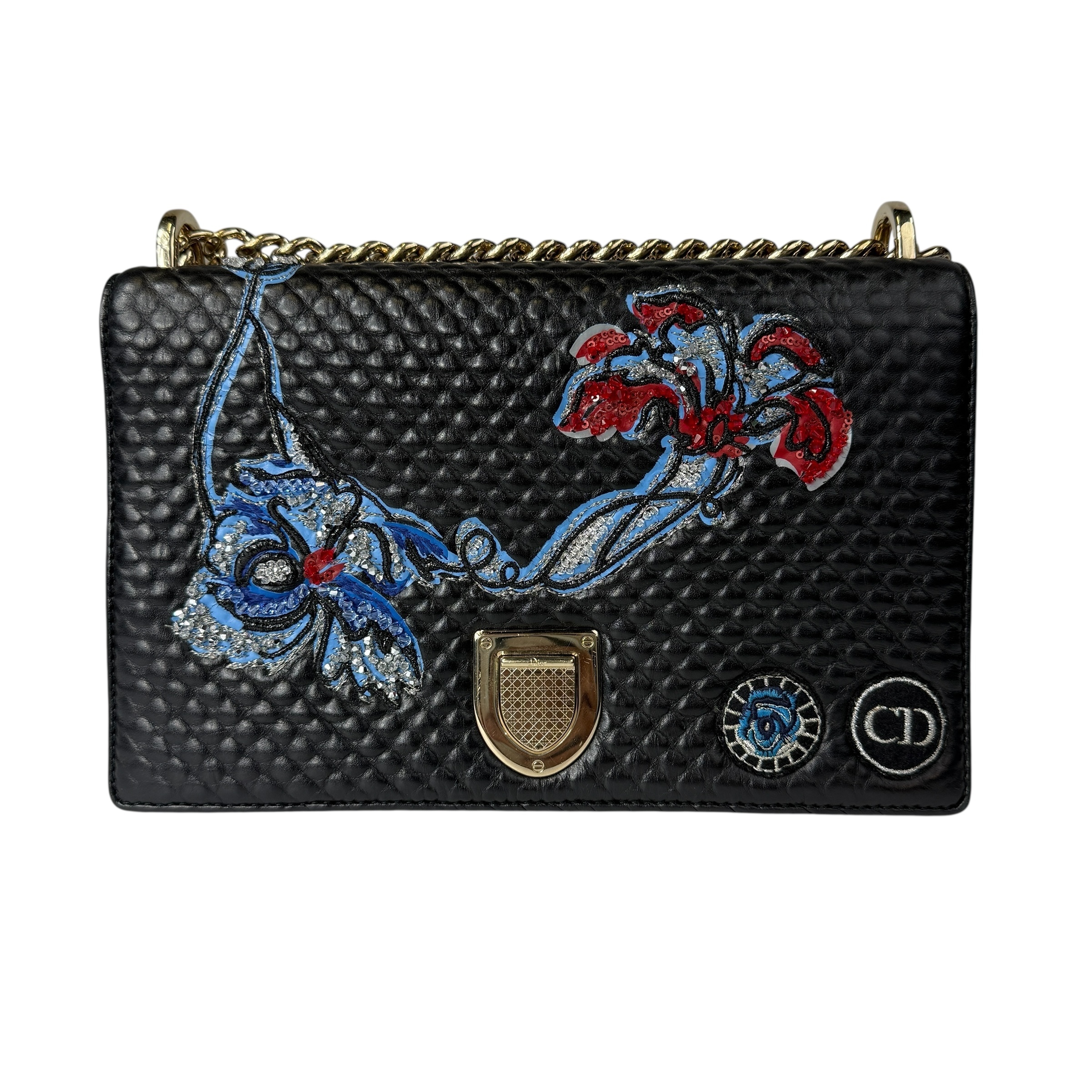 【Christian Dior】クリスチャン・ディオール  ディオラマ レザー チェーンショルダーバッグ ブラック