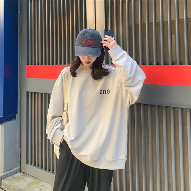 秋新作 トレーナー レディース かわいい 韓国トレーナー レディース スウェットトレーナー レディース カットソー 長袖 韓国ファッション レディース トップス セーター カジュアル プリント 文字 グレー ブルー ワンサイズ ワンポイント Viento