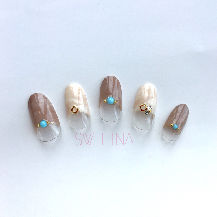 マーブル逆フレンチネイル Sweetnail