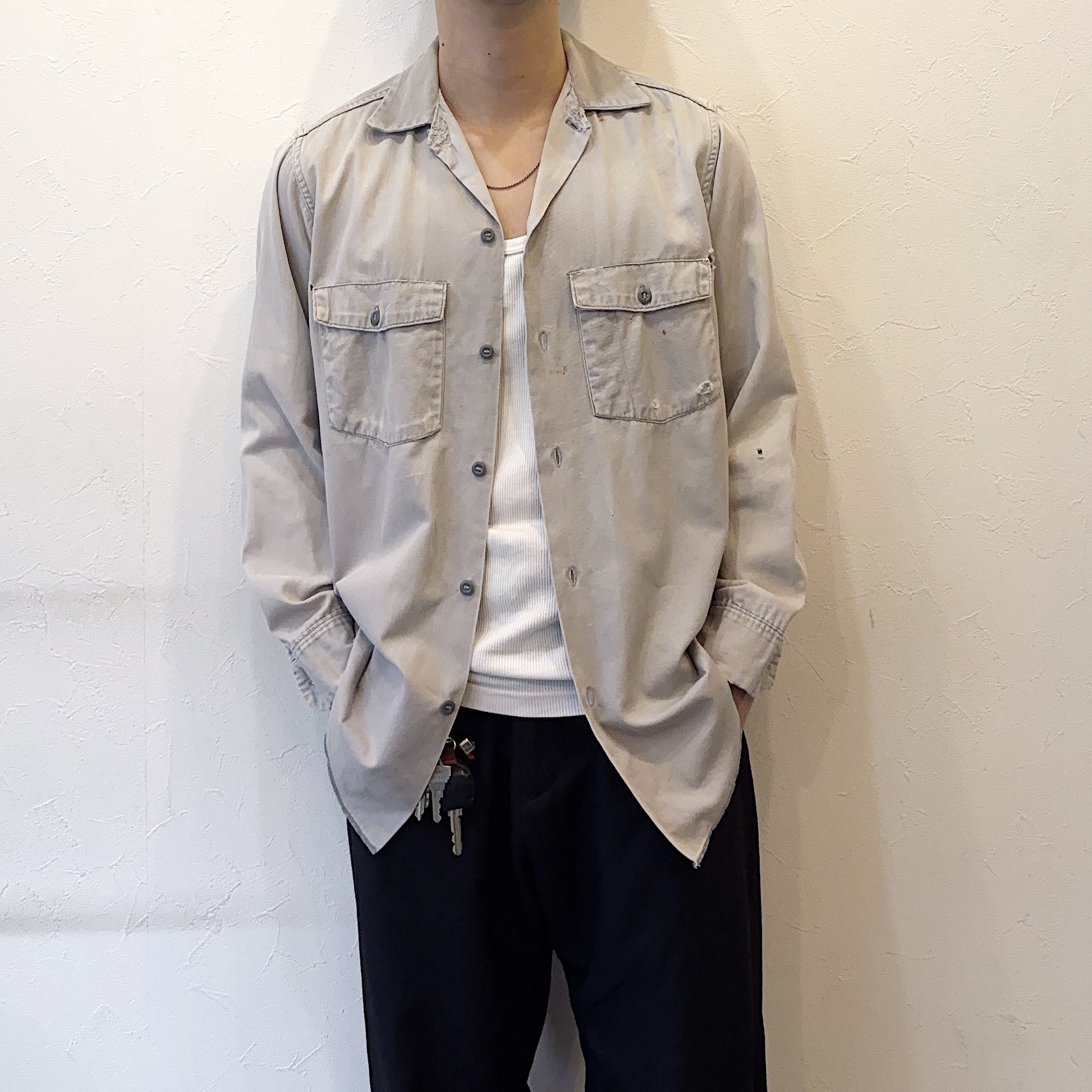 Vintage 60〜70's "SYLVESTER" Painted Grunge Work Shirt の画像 4