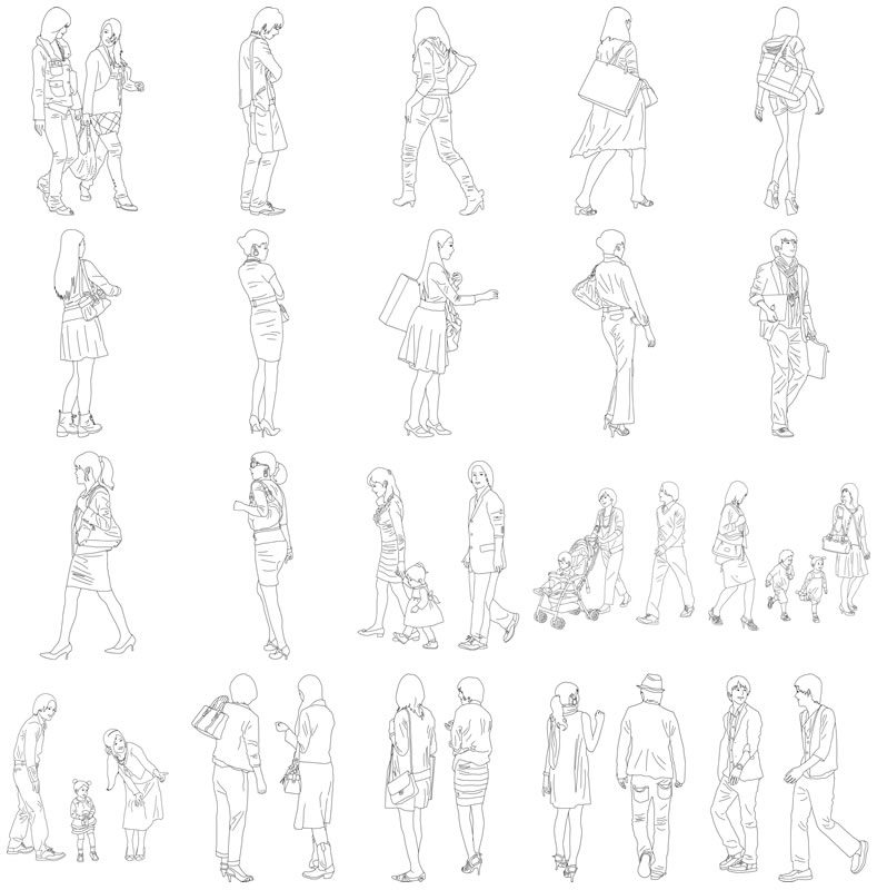人物線画SketchUp素材 4up_line01_20_3 - 画像4