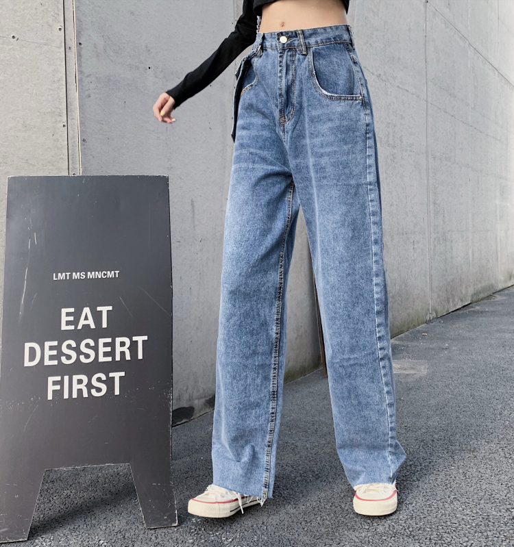 デザインポケット付き ハイウエスト ワイド デニム パンツ ジーパン ストレート 切りっぱなし シンプル カジュアル メンズライク ボーイズライク 下半身カバー Ladys Paradise デザインポケット付き ハイウエスト ワイド デニム パンツ ジーパン ストレート 切りっぱなし シンプル カジュアル メンズライク ボーイズライク 下半身カバー Ladys Paradise