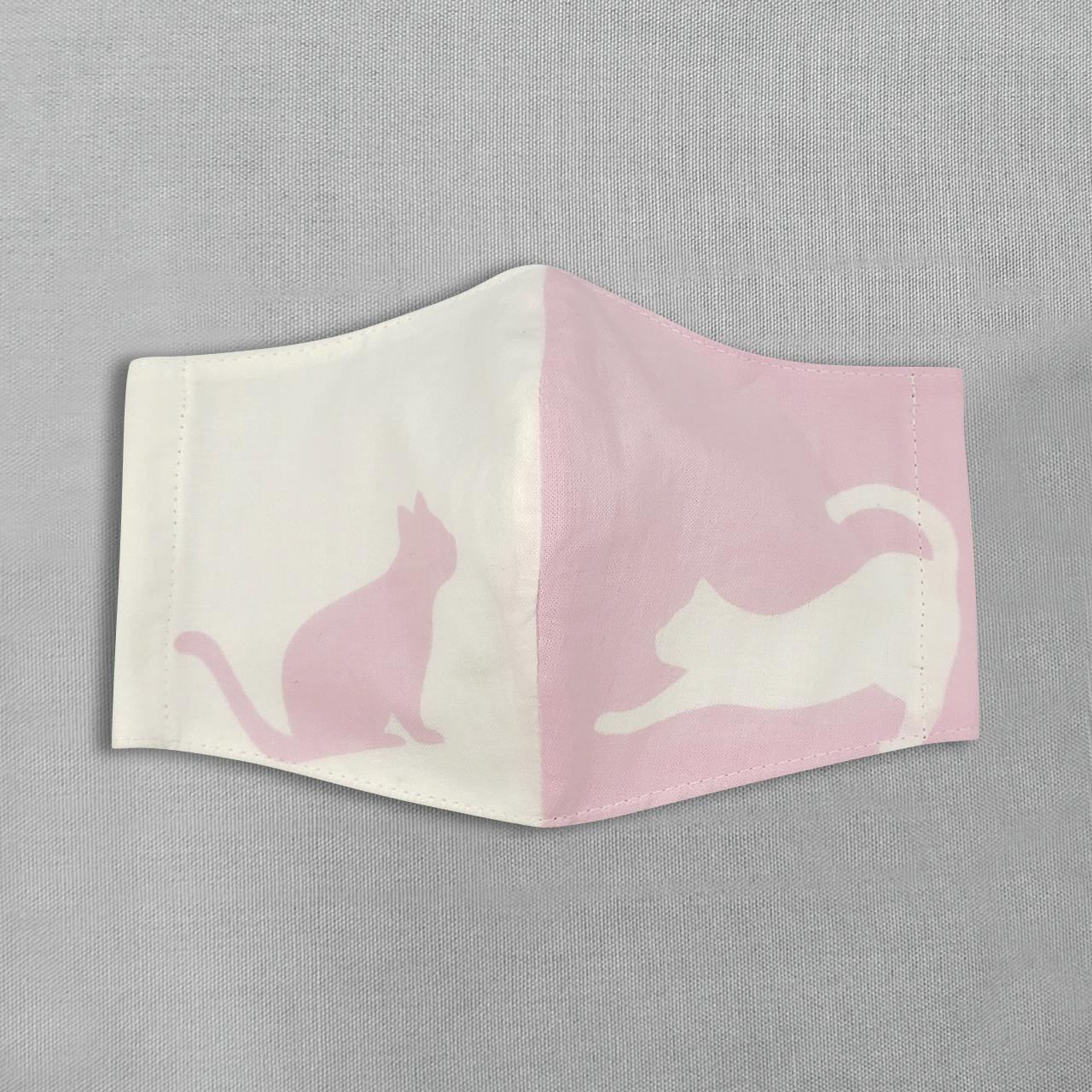 デザイナーズ マスク 猫 左にピンク 動物マスク 布製マスクの製造販売 水野染工場