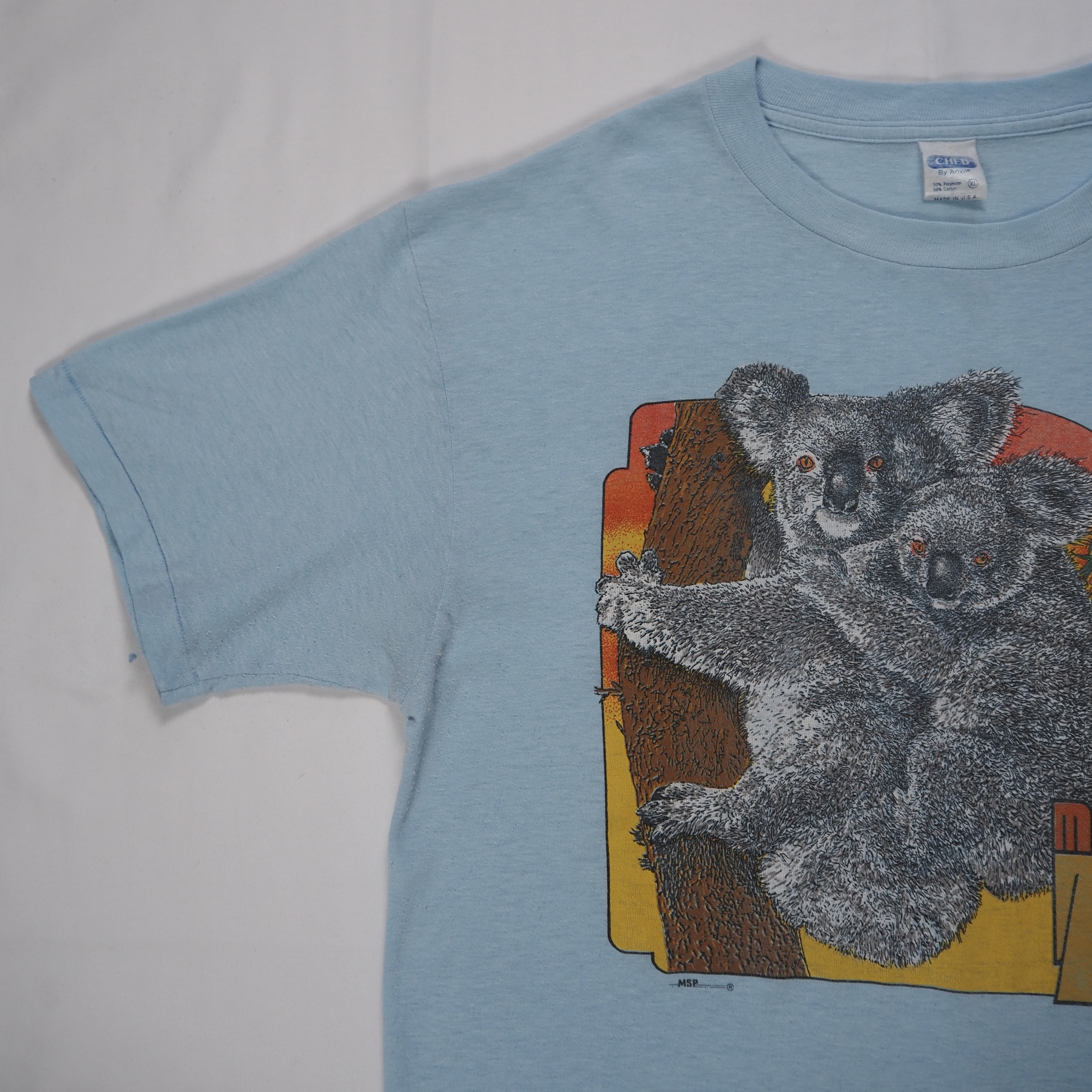 80’s Anvil スーベニアTシャツ コアラ 水色 の画像 3