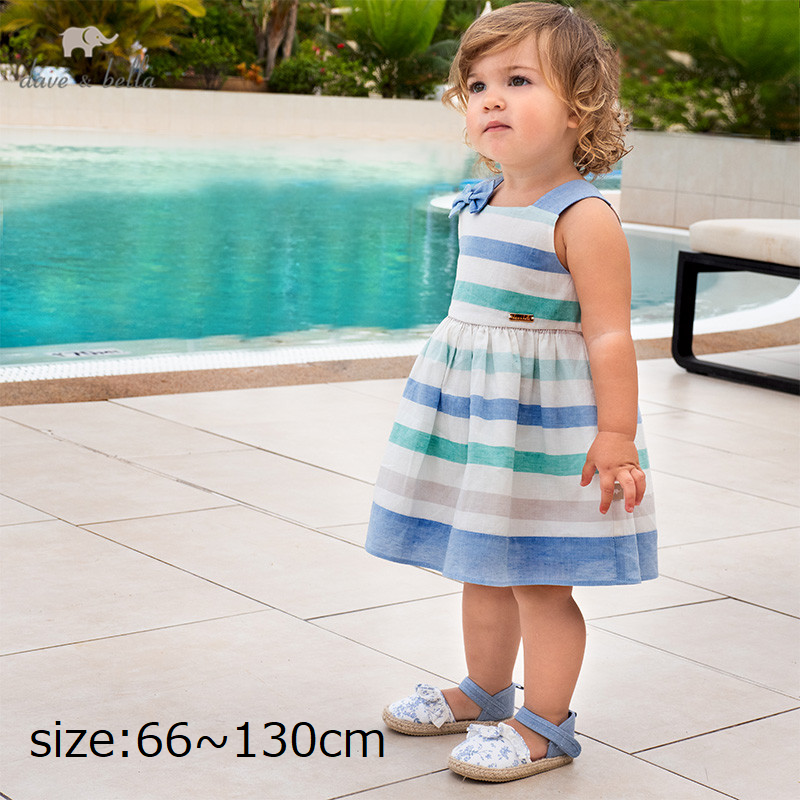 ベビー キッズ ワンピース Dave Bella 66 130cm ワンピース ボーダー ブルー ノースリーブ 女の子 夏 海外子供服専門通販サイト リーファ