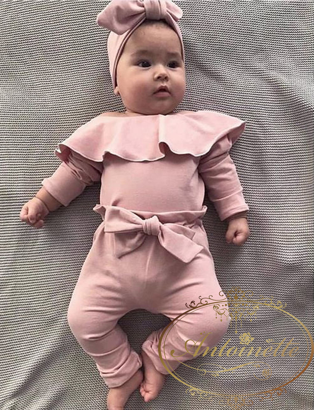 ベビー 赤ちゃん 服 フリル スタイ 長袖 ピンク セットアップ 可愛い