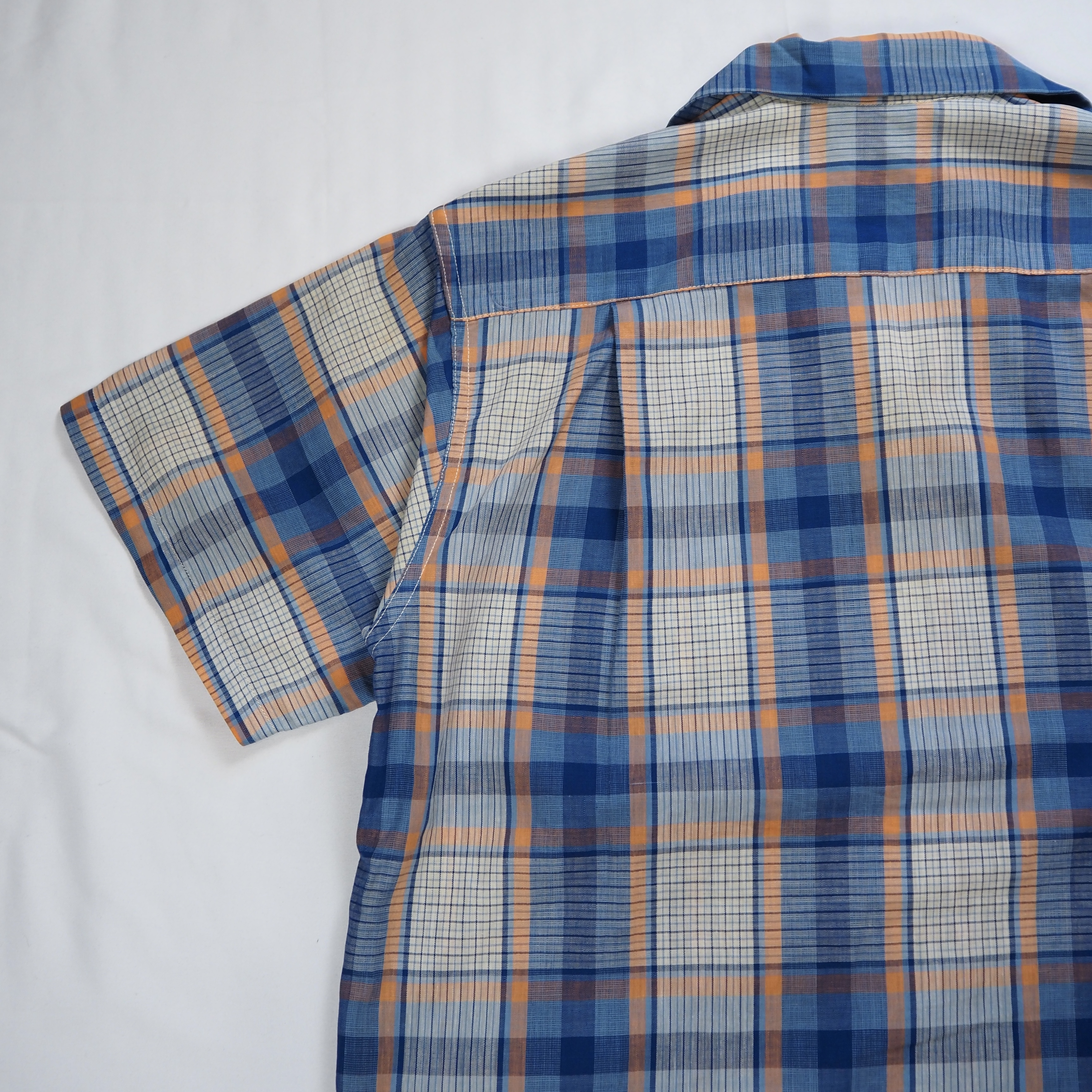50’s Pilgrim 半袖コットンシャツ ブルー×オレンジ Sサイズ の画像 11