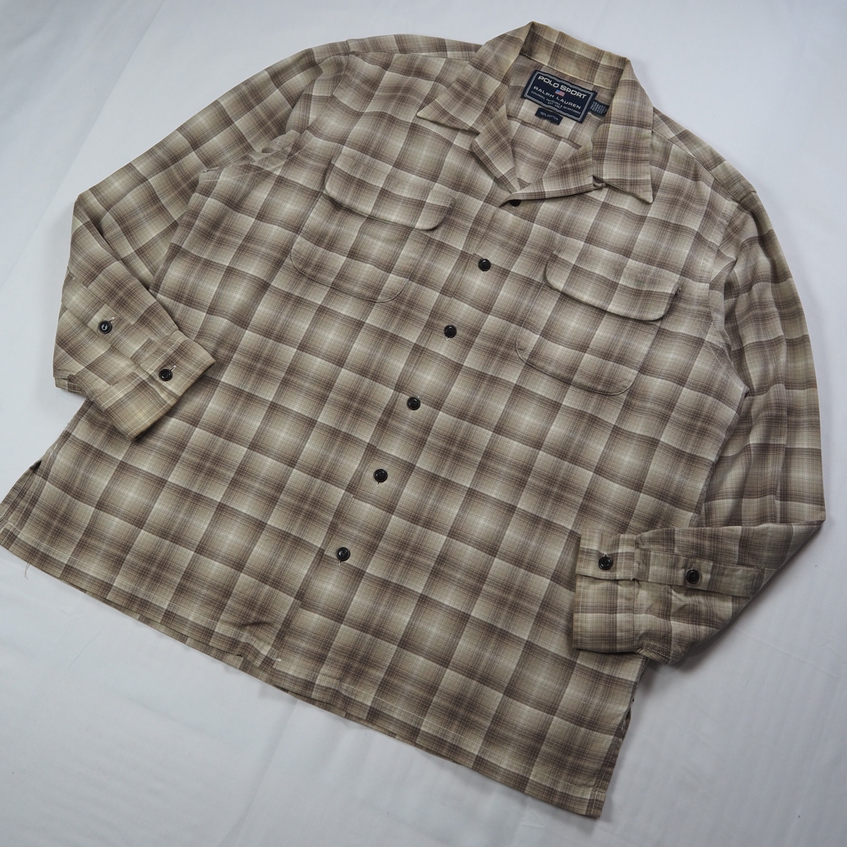 【9/23 20:00入荷】90's POLO Sports シャツ オンブレ ブラウン Lサイズ の画像 2
