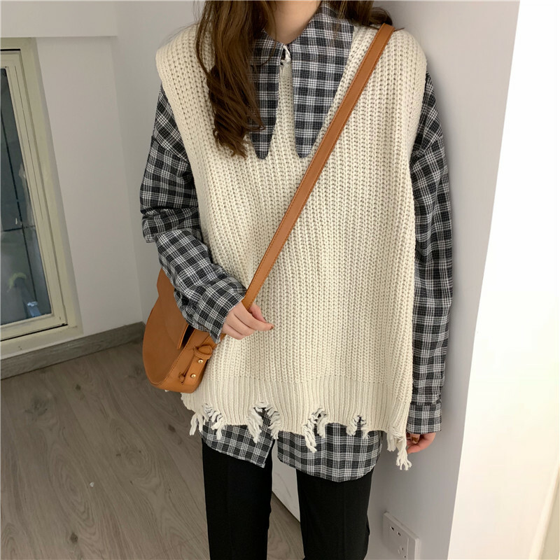 セットアップ チェックシャツ ニットベスト 秋 2way ロンt 韓国ファッション オルチャン 19 Sweetly セットアップ チェックシャツ ニットベスト 秋 2way ロンt 韓国ファッション オルチャン 19 Sweetly