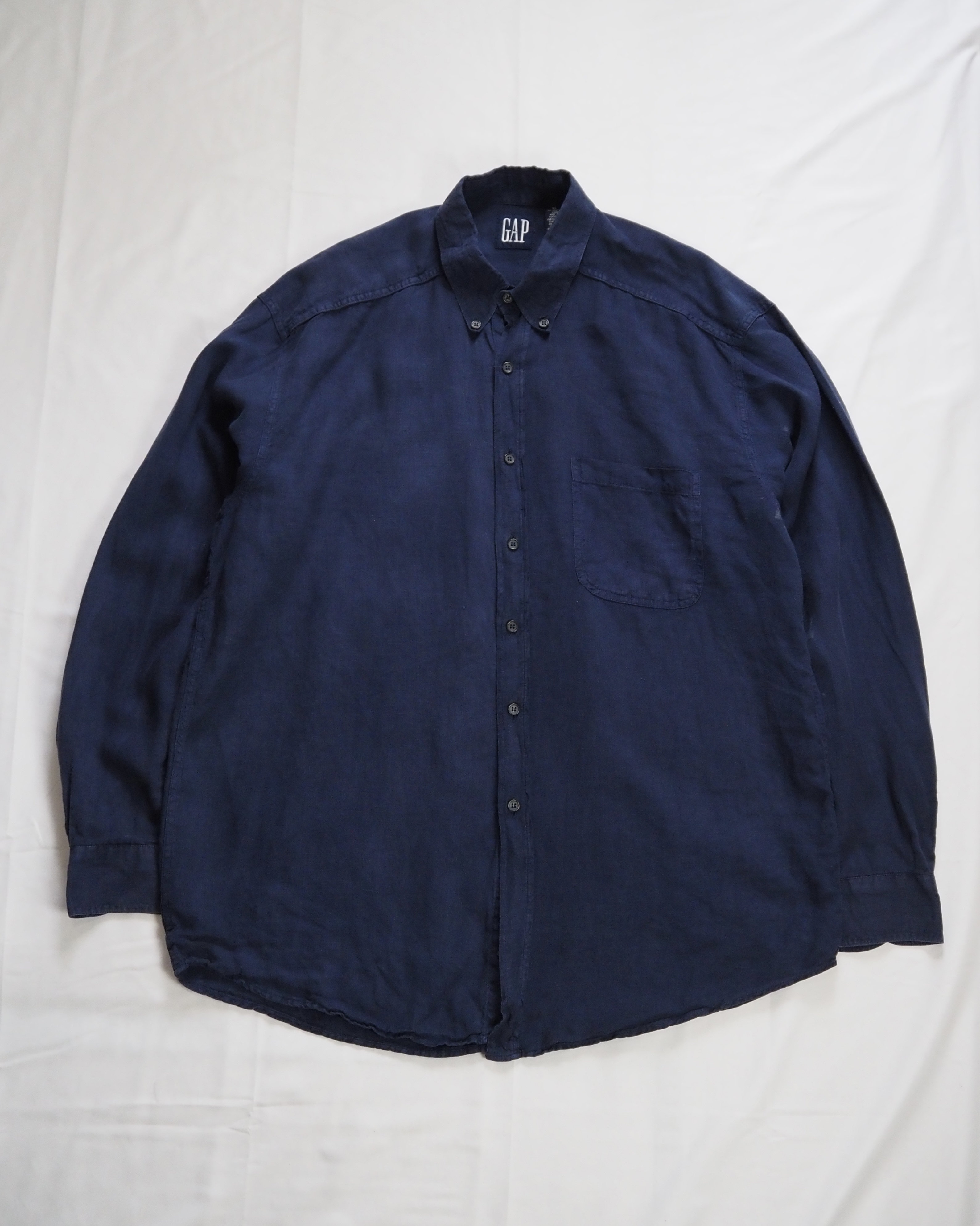 90’s OLD GAP リネンシャツ ネイビー XL