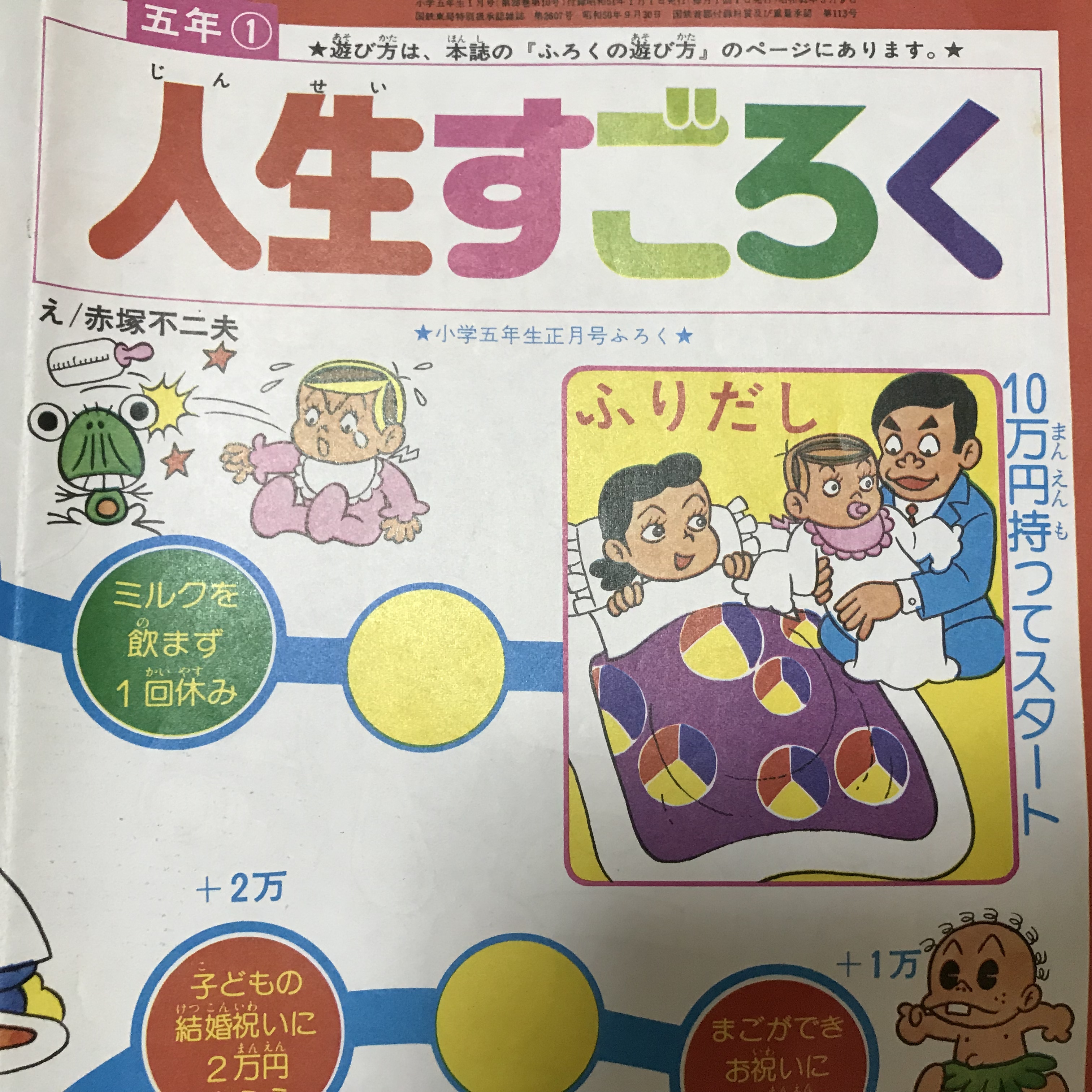 やたら現実 赤塚不二夫の人生すごろく ドラえもんの日本一周旅行ゲーム 昭和51年小学五年生1月号ふろく 実用外百貨店 レトロ珍品 モラトリアム