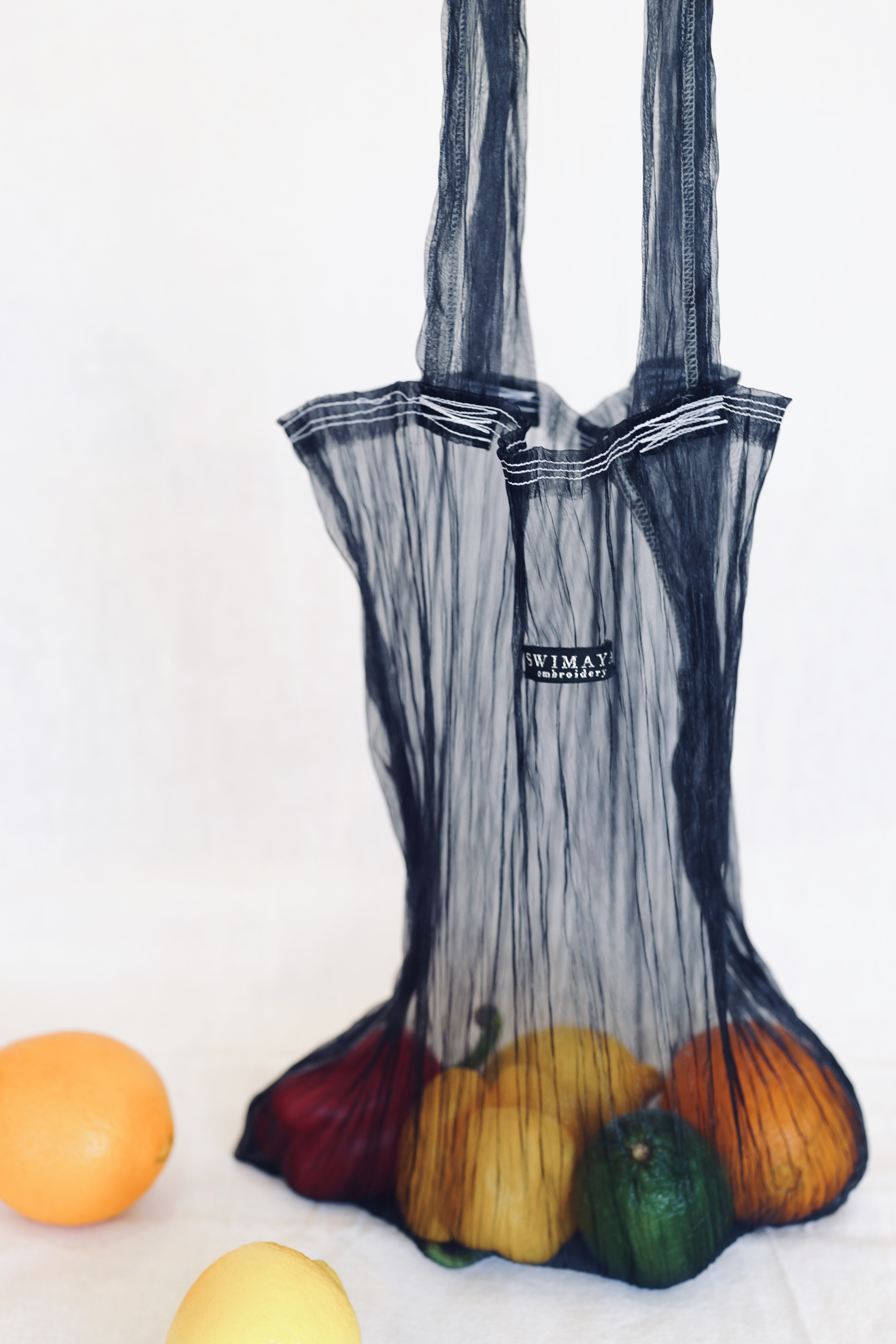 【ToteBag】ギャザーオーガンジー/black.