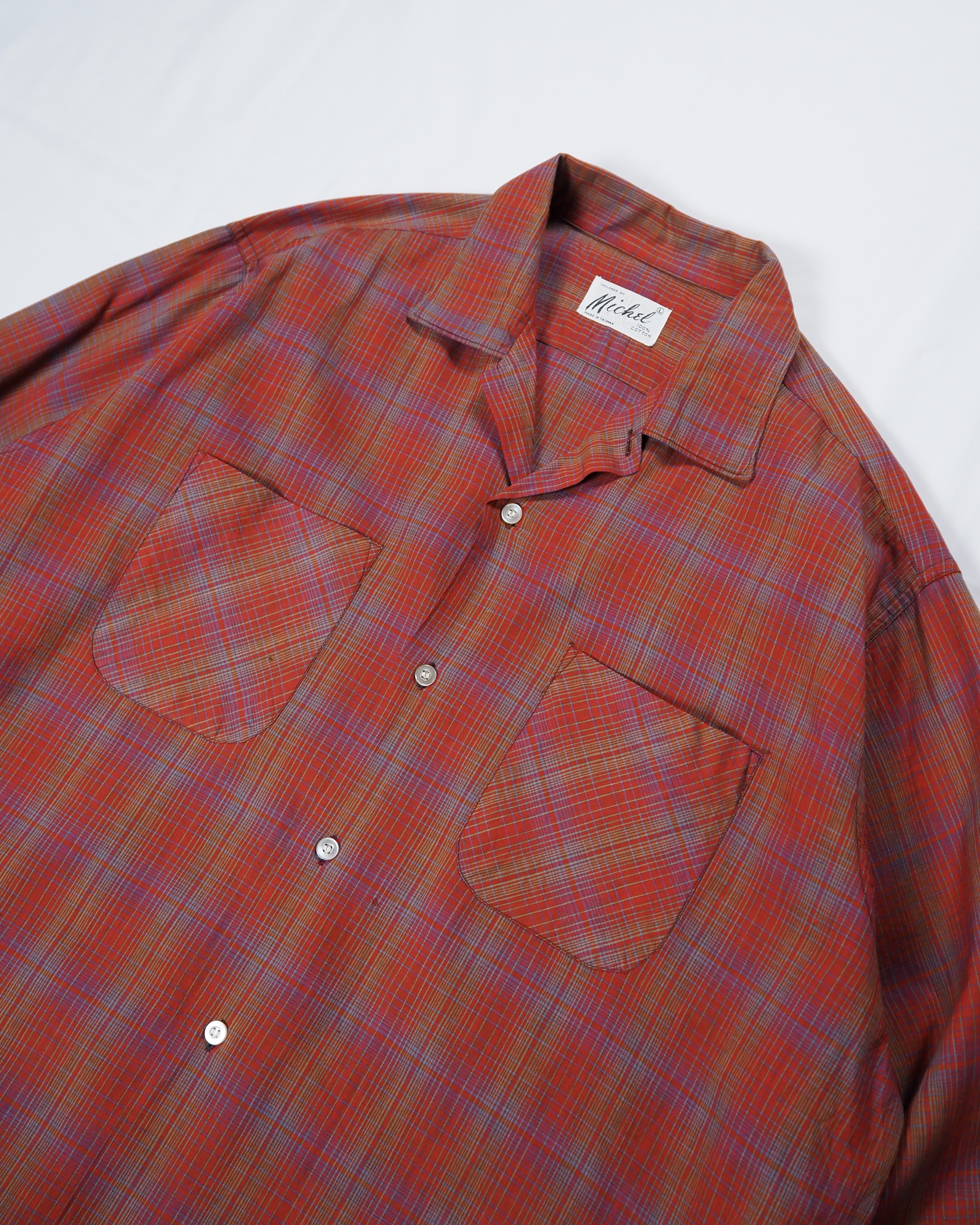 60’s Michel コットンシャツ レッド の画像 2
