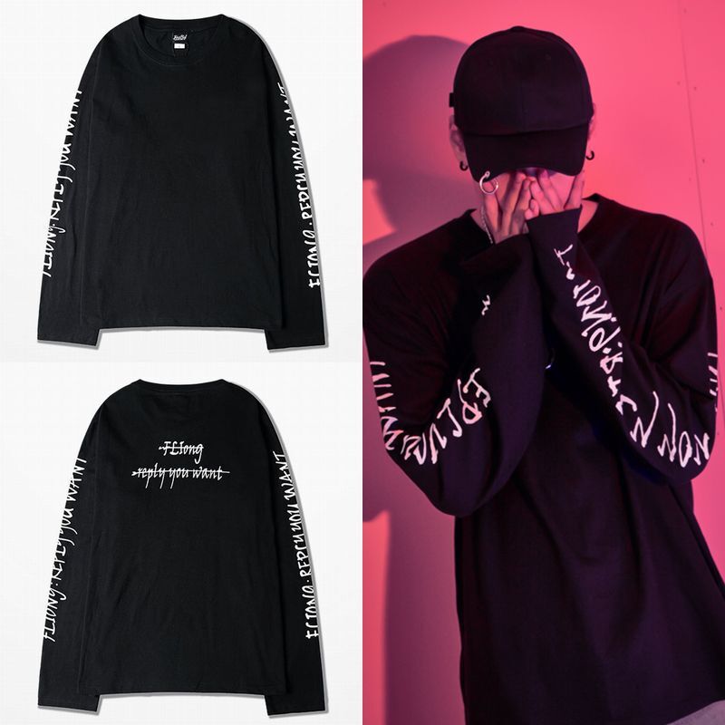韓国ファッション ロングTシャツ ユニセックス 長袖 Tシャツ メンズ レディース 袖プリント バックプリント オーバーサイズ 大きいサイズ ストリート