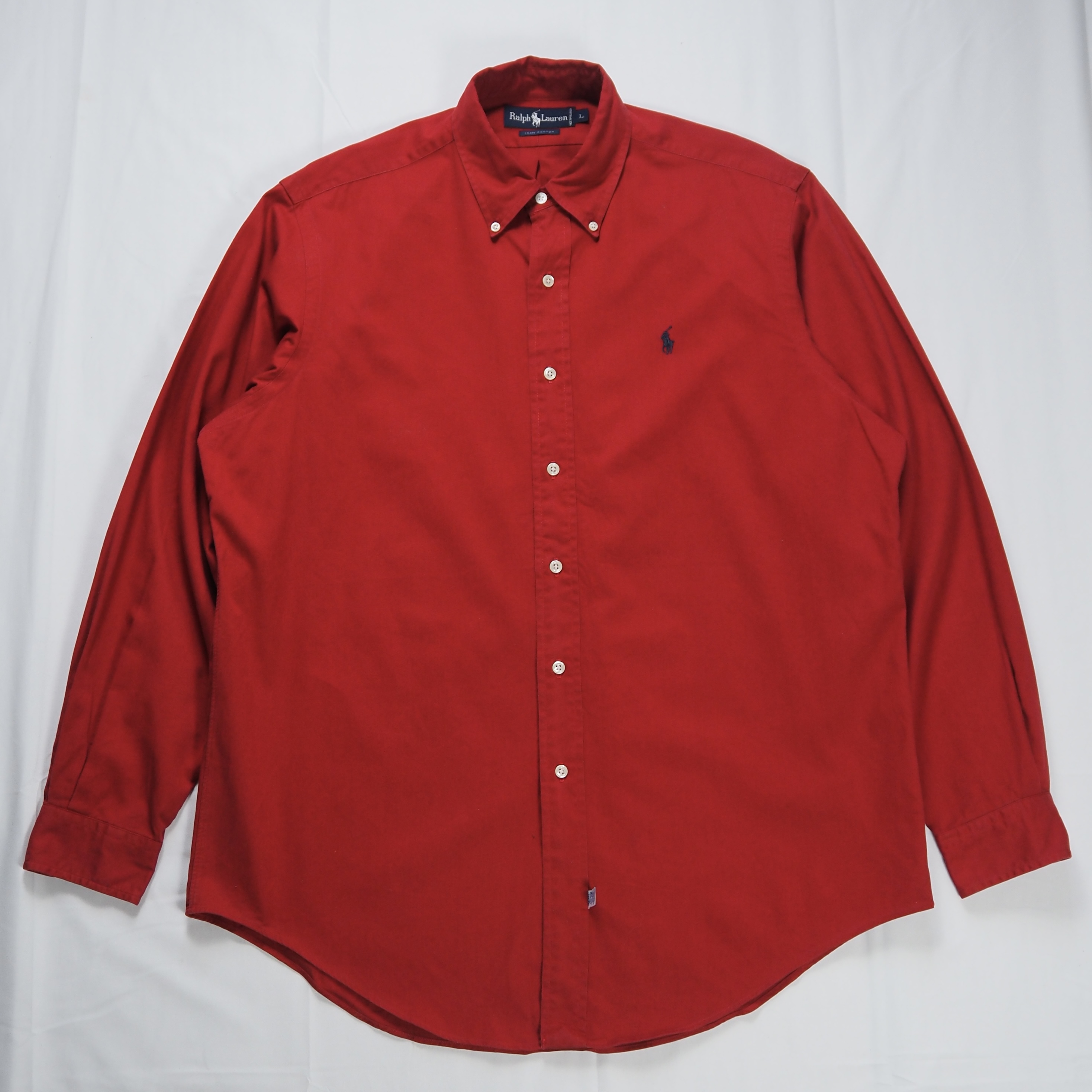 90’s Ralph Lauren Cotton Shirt ワインレッド L