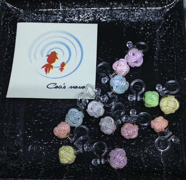 【SALE】シャーベットカラーのノンホールピアスー水引ピアス