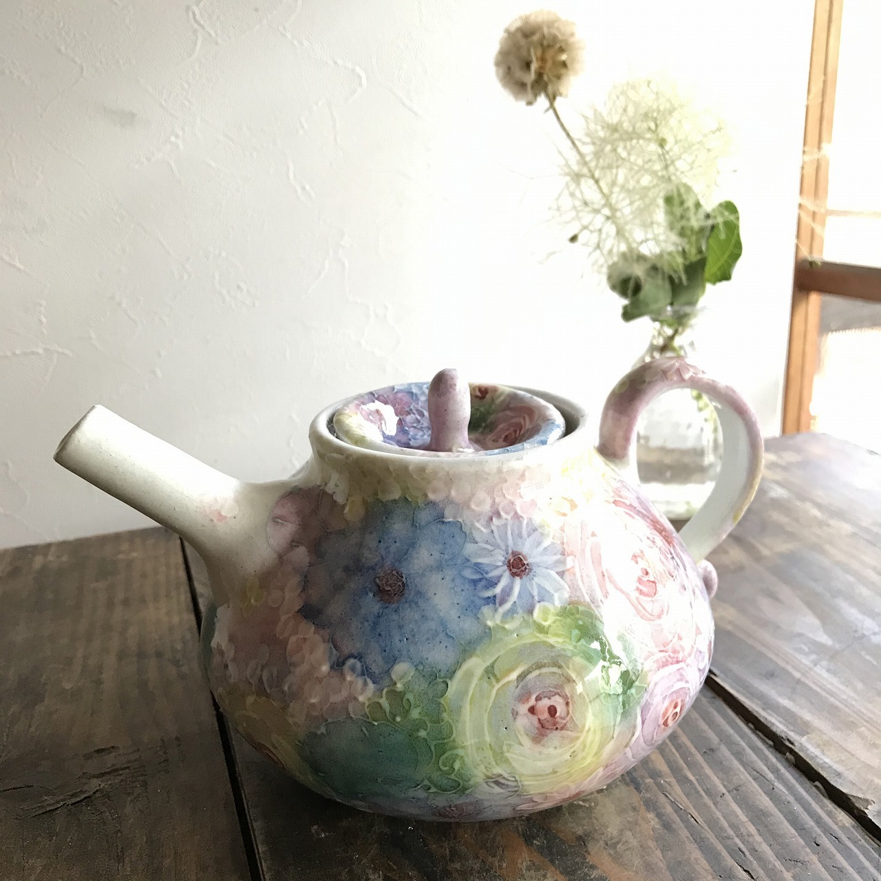 野村晃子 花柄ポット バラとダリア Galleryもゆ