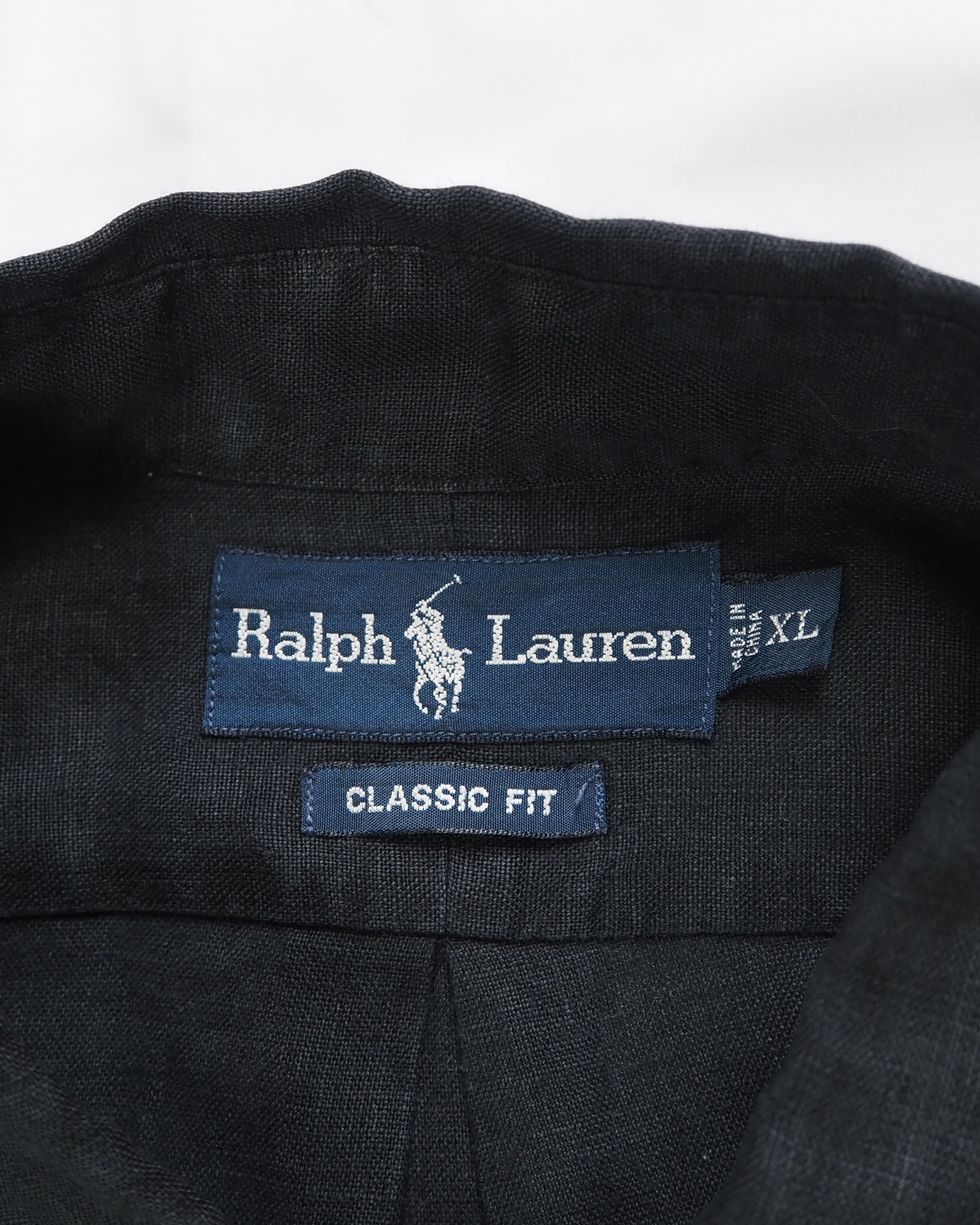 90’s Ralph Lauren リネンシャツ XL ブラック の画像 9